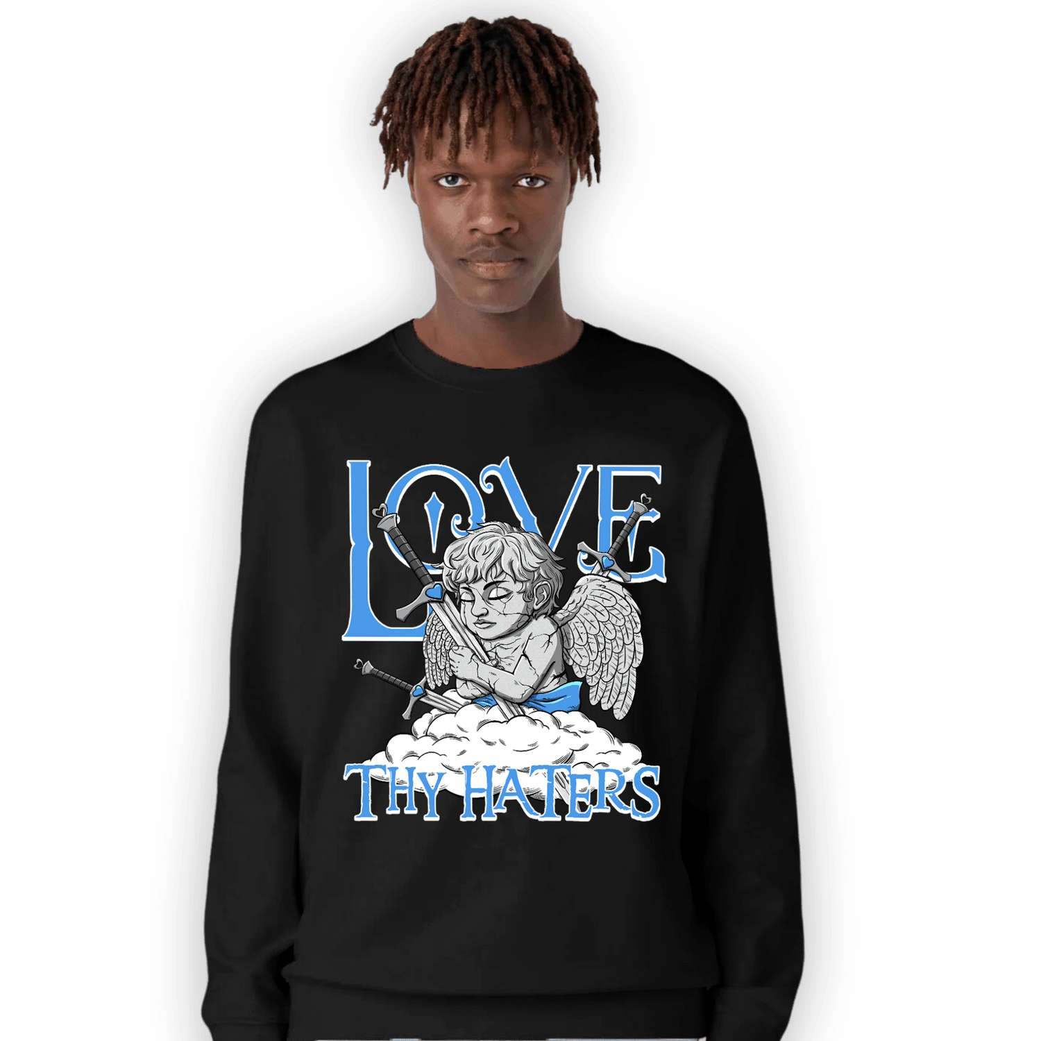 University Blue 5s Sweatshirt Match Love Thy Haters Angel - NastyJamz