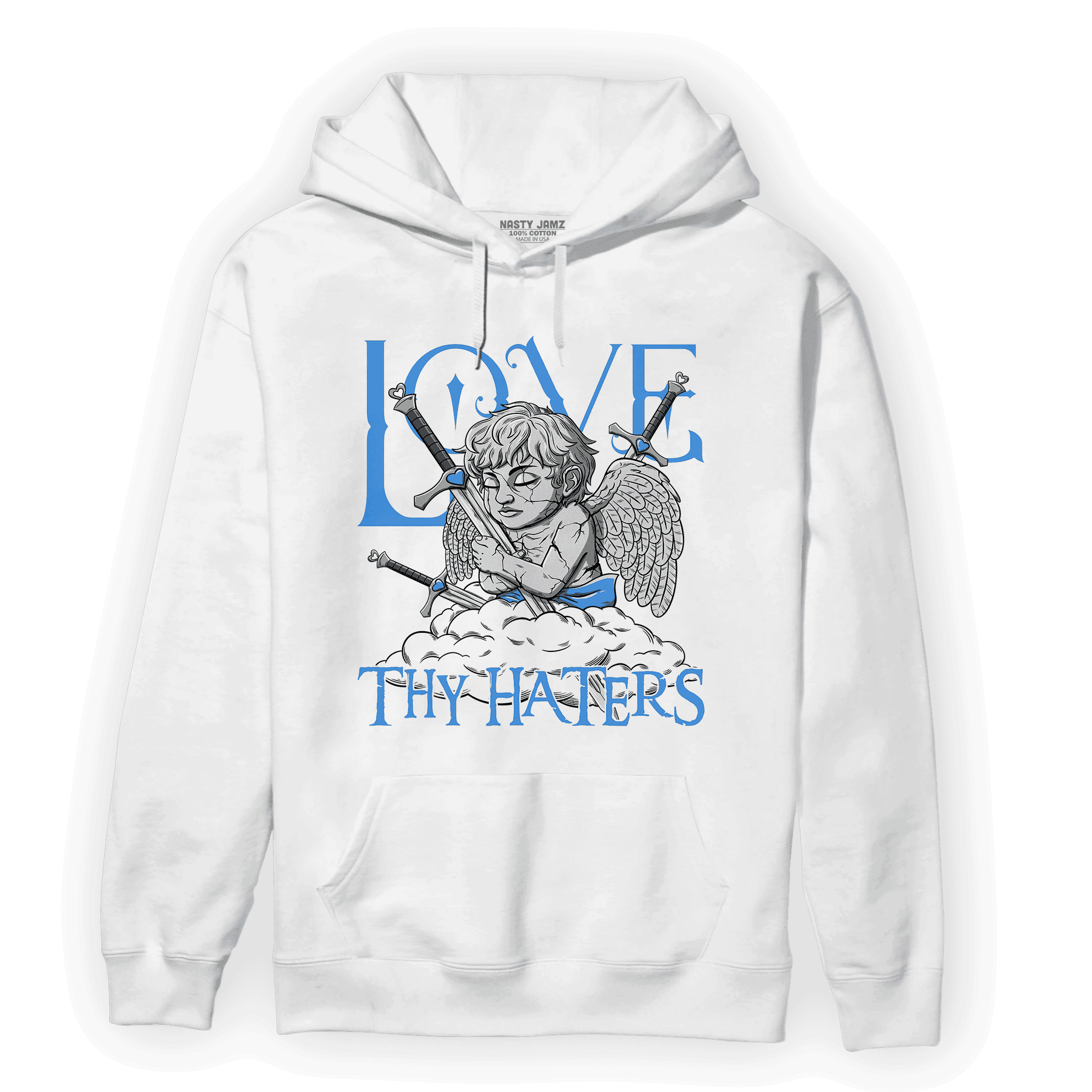 University Blue 5s Hoodie Match Love Thy Haters Angel - NastyJamz