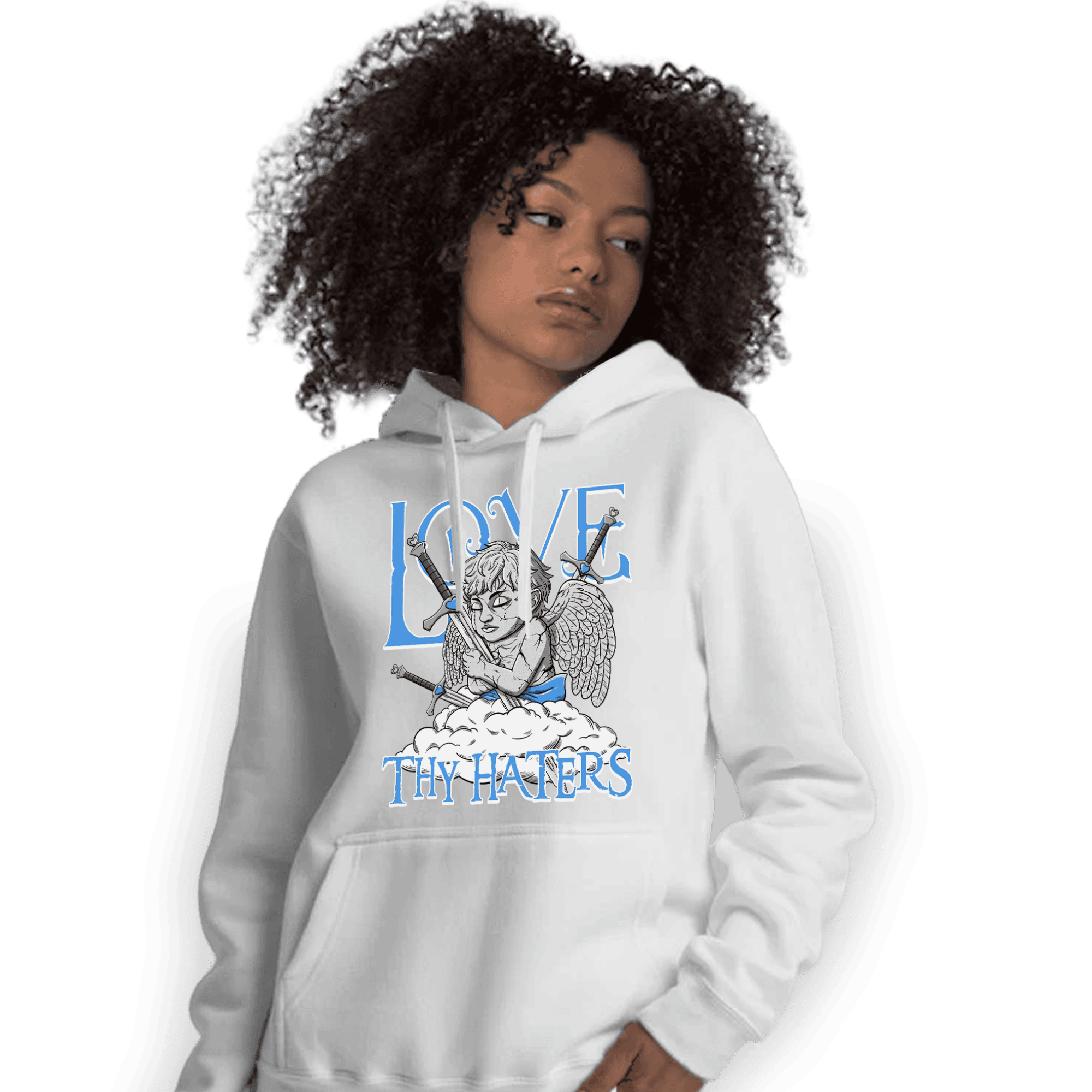 University Blue 5s Hoodie Match Love Thy Haters Angel - NastyJamz