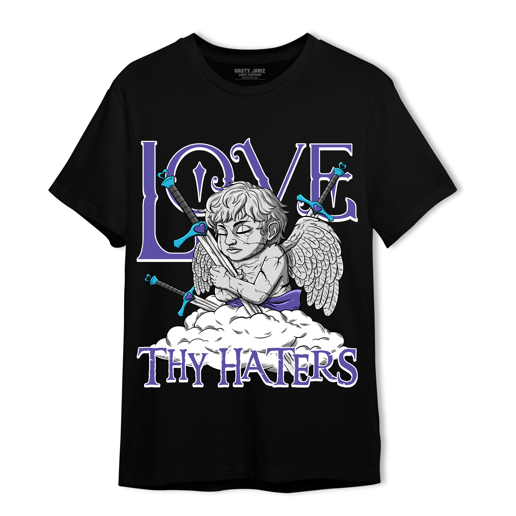 Aqua 6s T Shirt Match Love Thy Haters Angel - NastyJamz