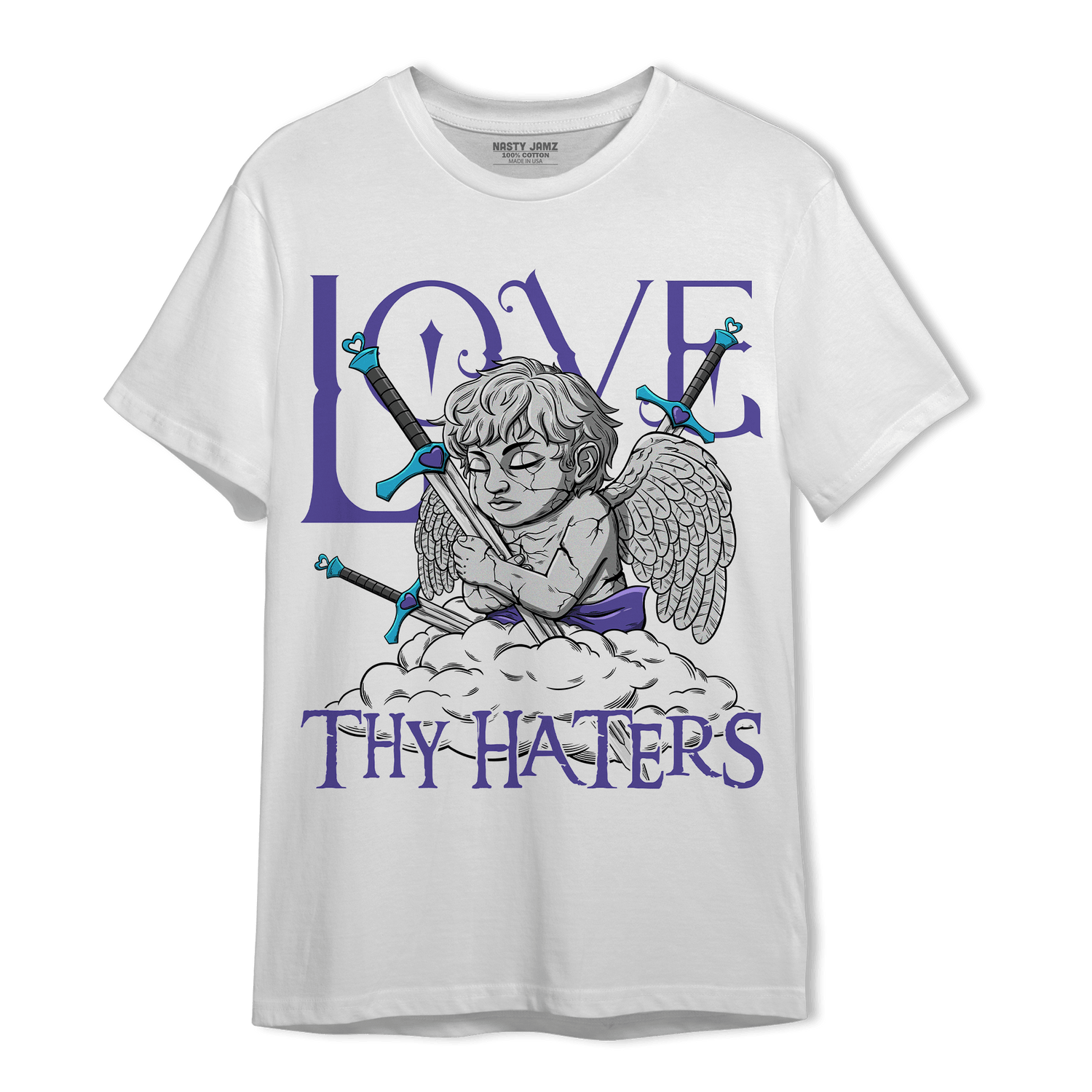 Aqua 6s T Shirt Match Love Thy Haters Angel - NastyJamz