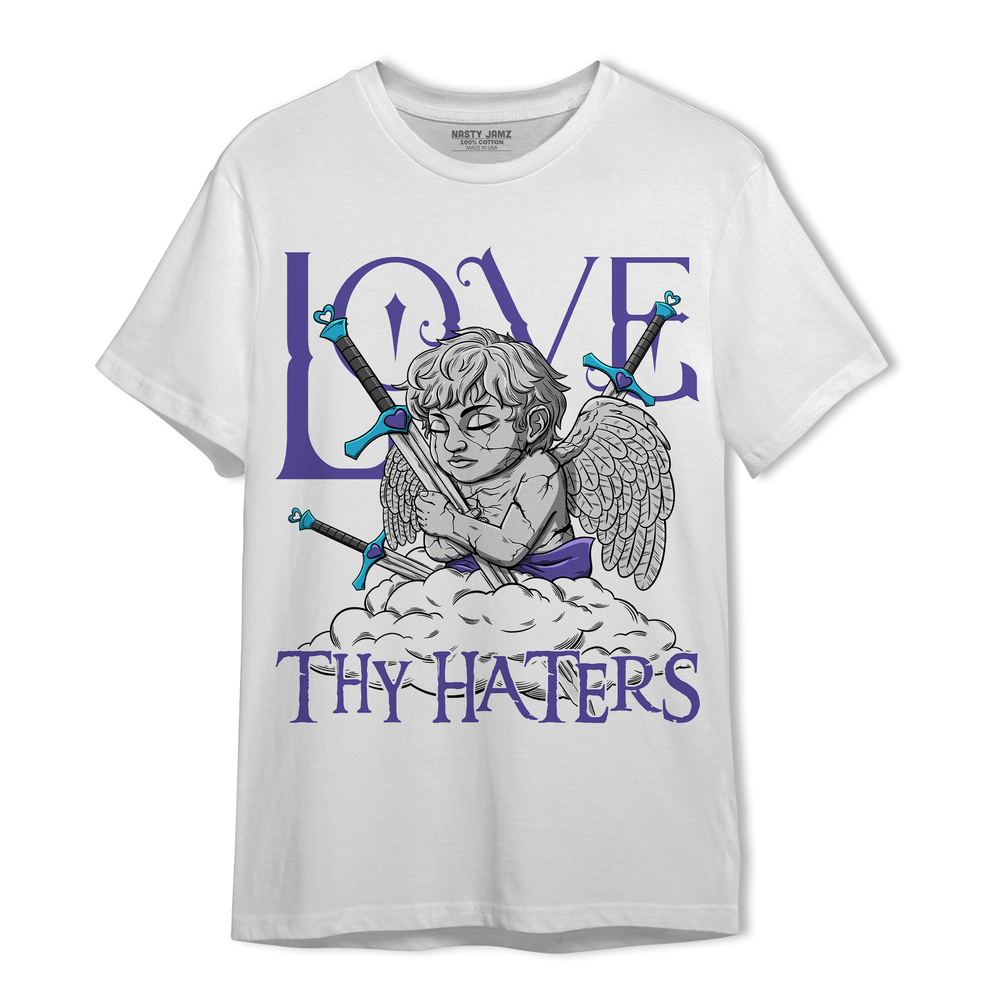 Aqua 6s T Shirt Match Love Thy Haters Angel - NastyJamz