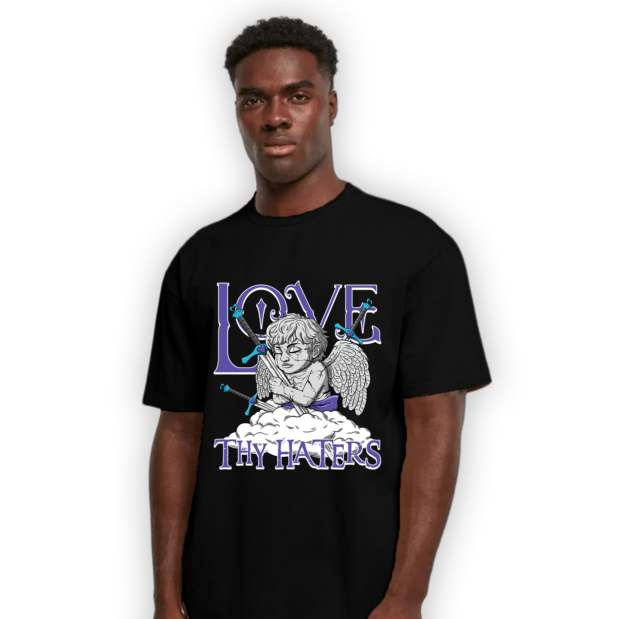 Aqua 6s T Shirt Match Love Thy Haters Angel - NastyJamz