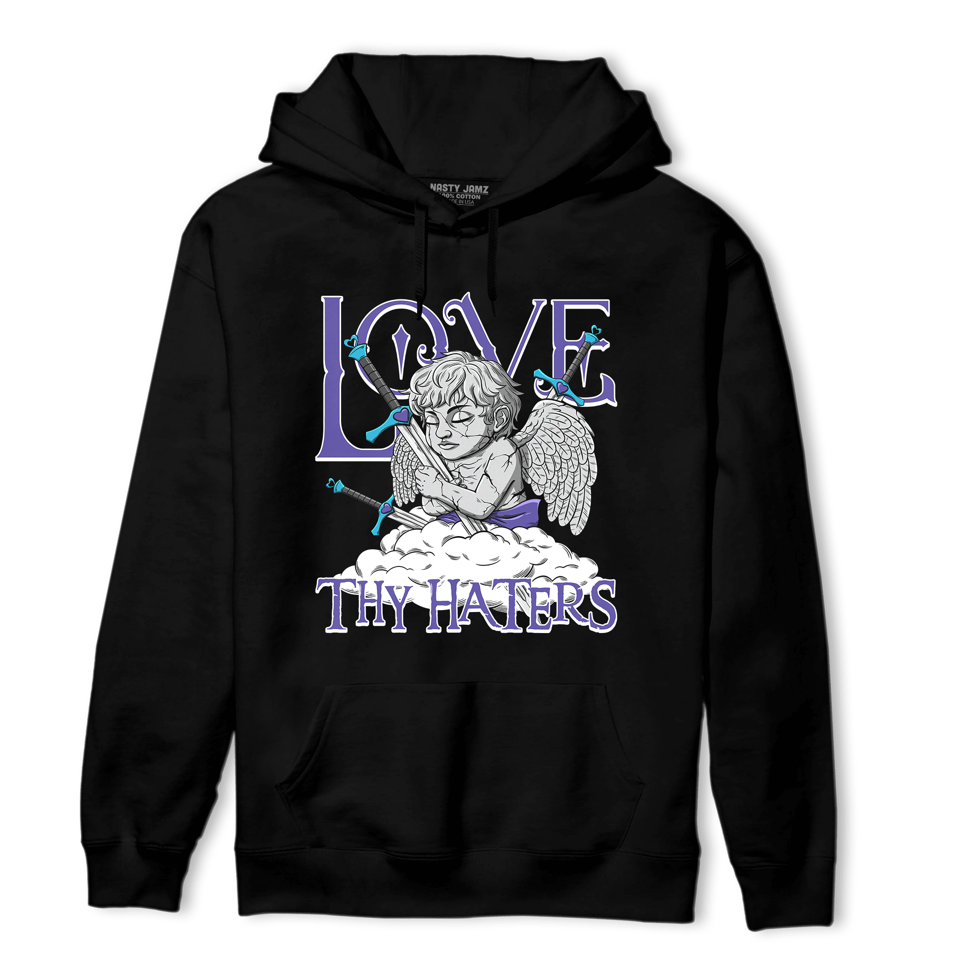 Aqua 6s Hoodie Match Love Thy Haters Angel - NastyJamz