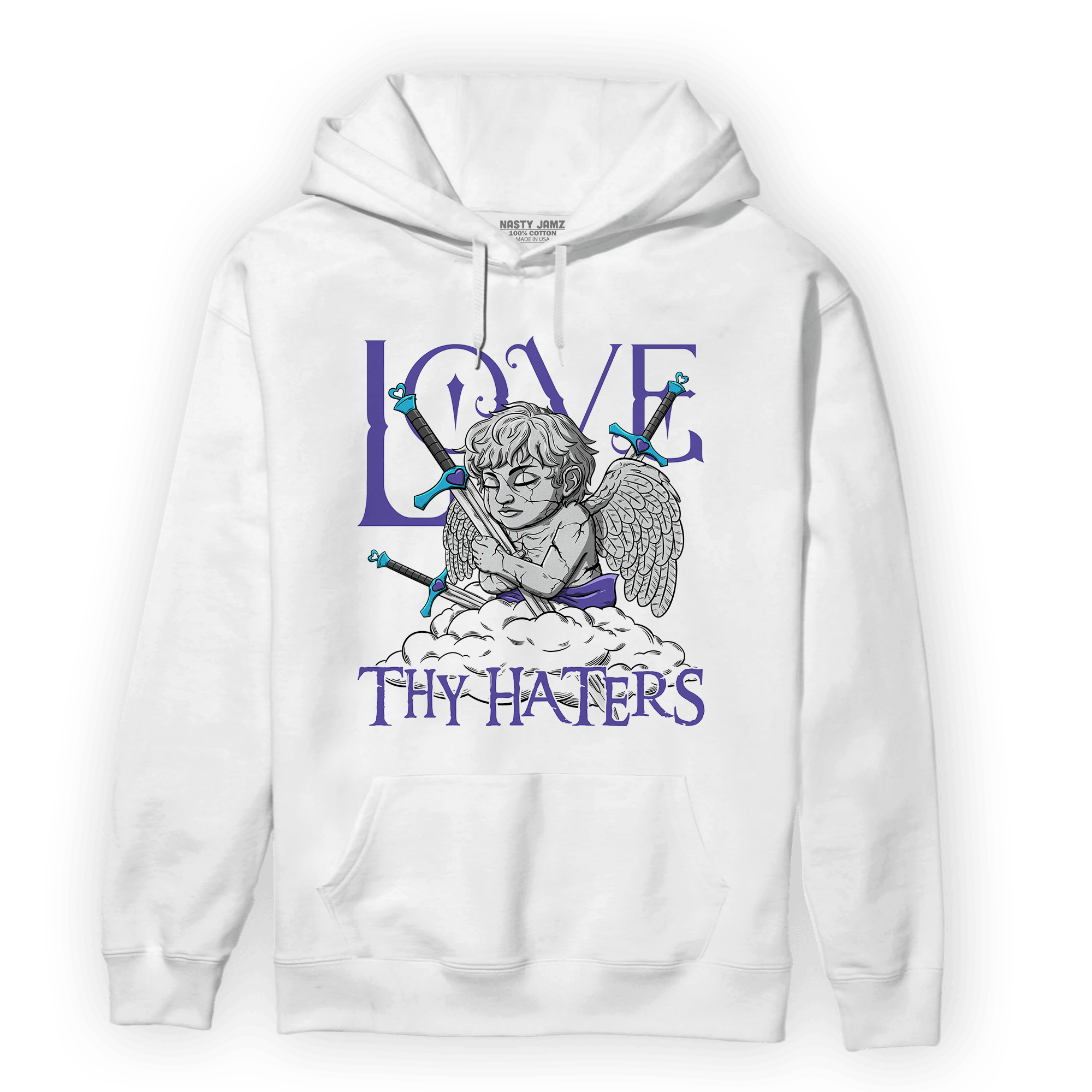 Aqua 6s Hoodie Match Love Thy Haters Angel - NastyJamz