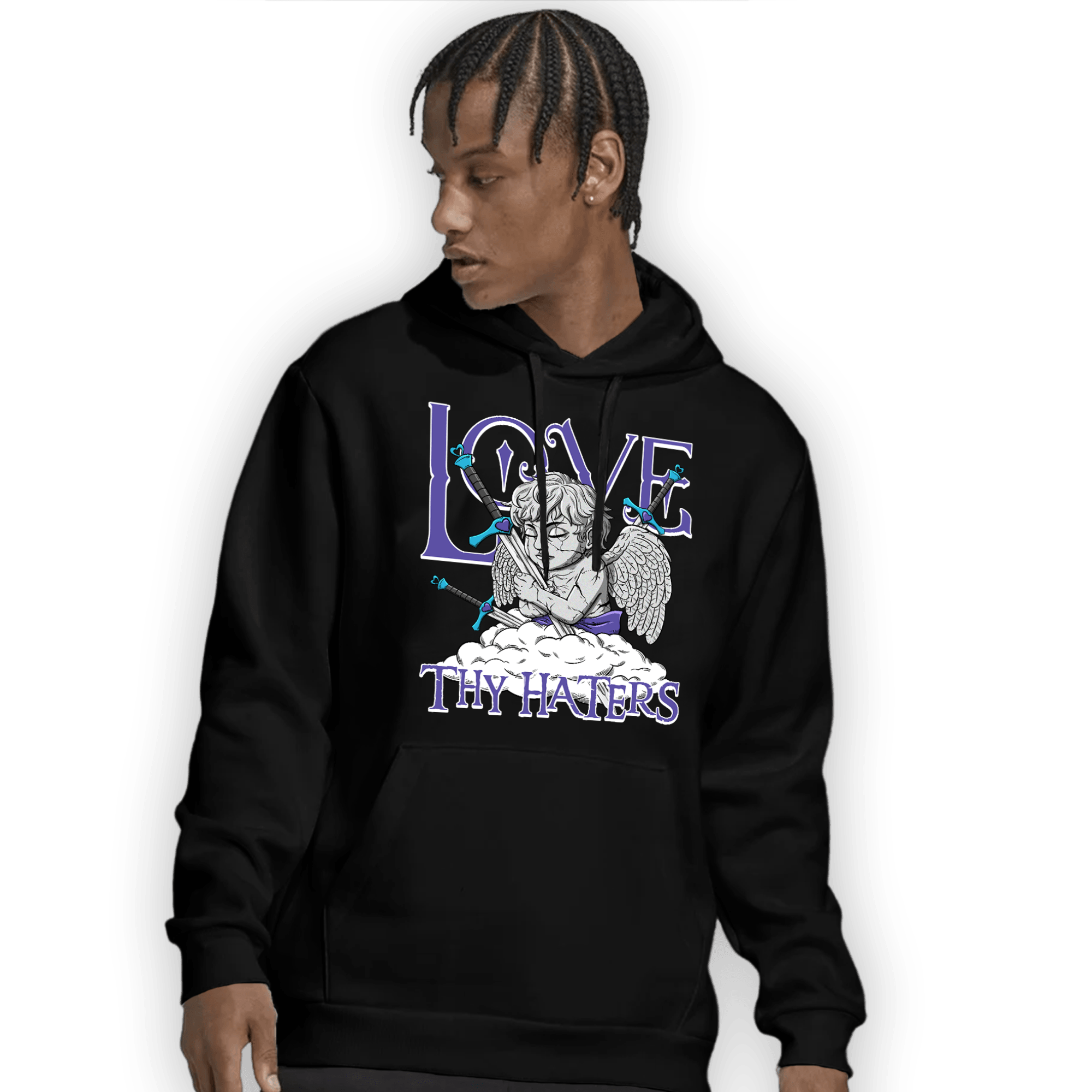 Aqua 6s Hoodie Match Love Thy Haters Angel - NastyJamz