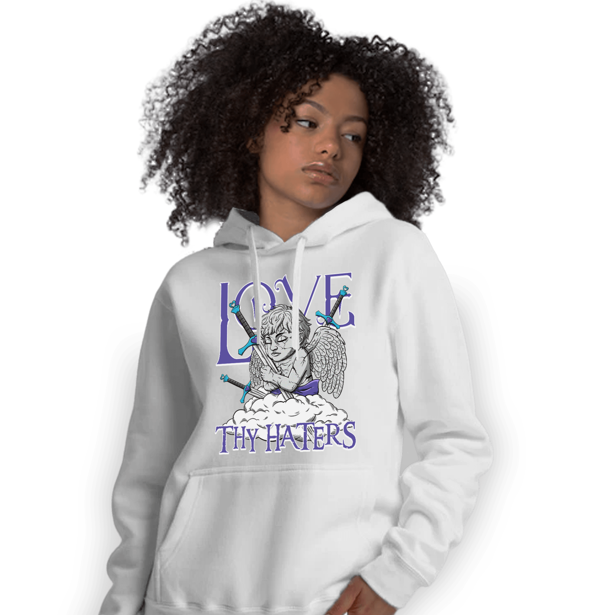 Aqua 6s Hoodie Match Love Thy Haters Angel - NastyJamz