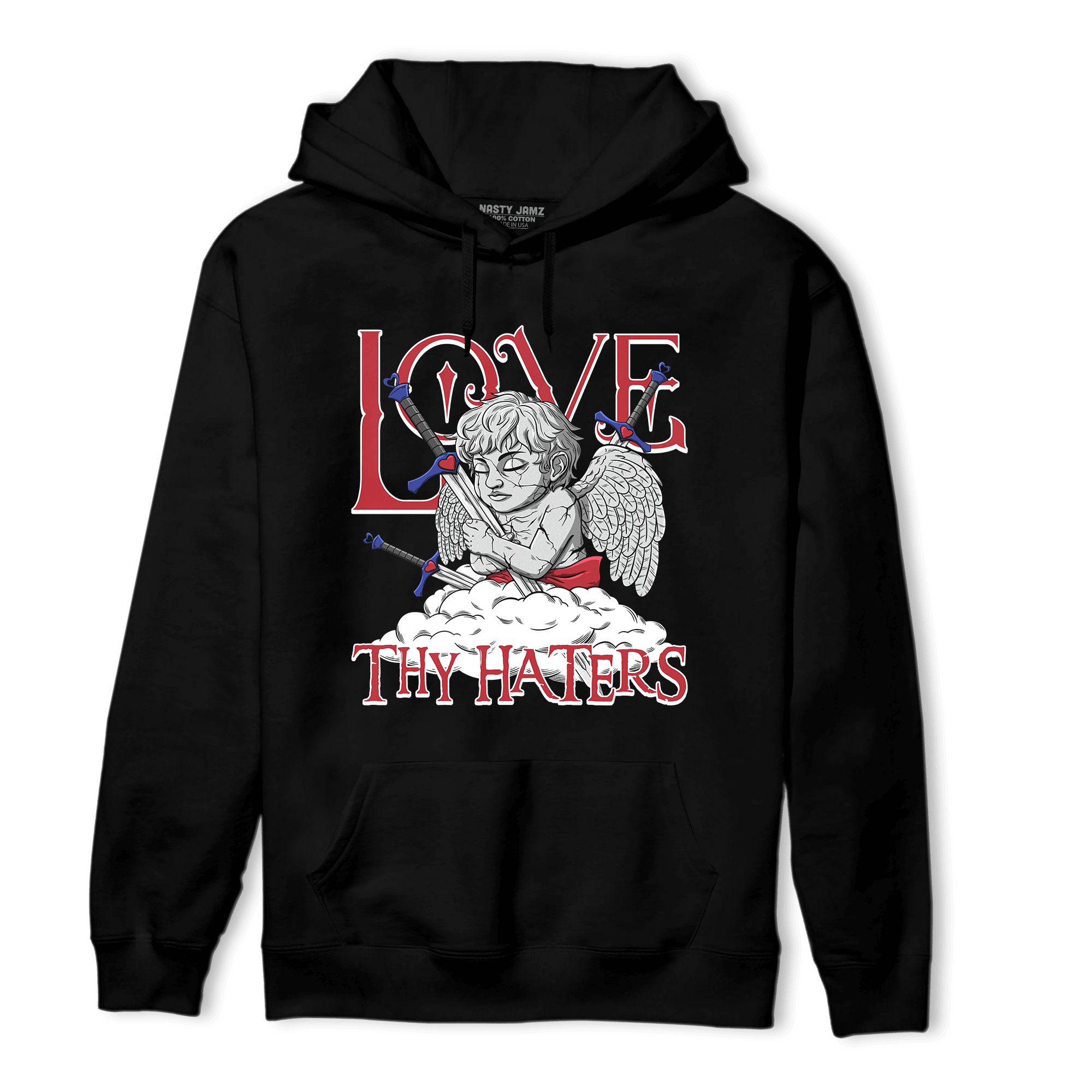 Playoffs 8s Hoodie Match Love Thy Haters Angel - NastyJamz
