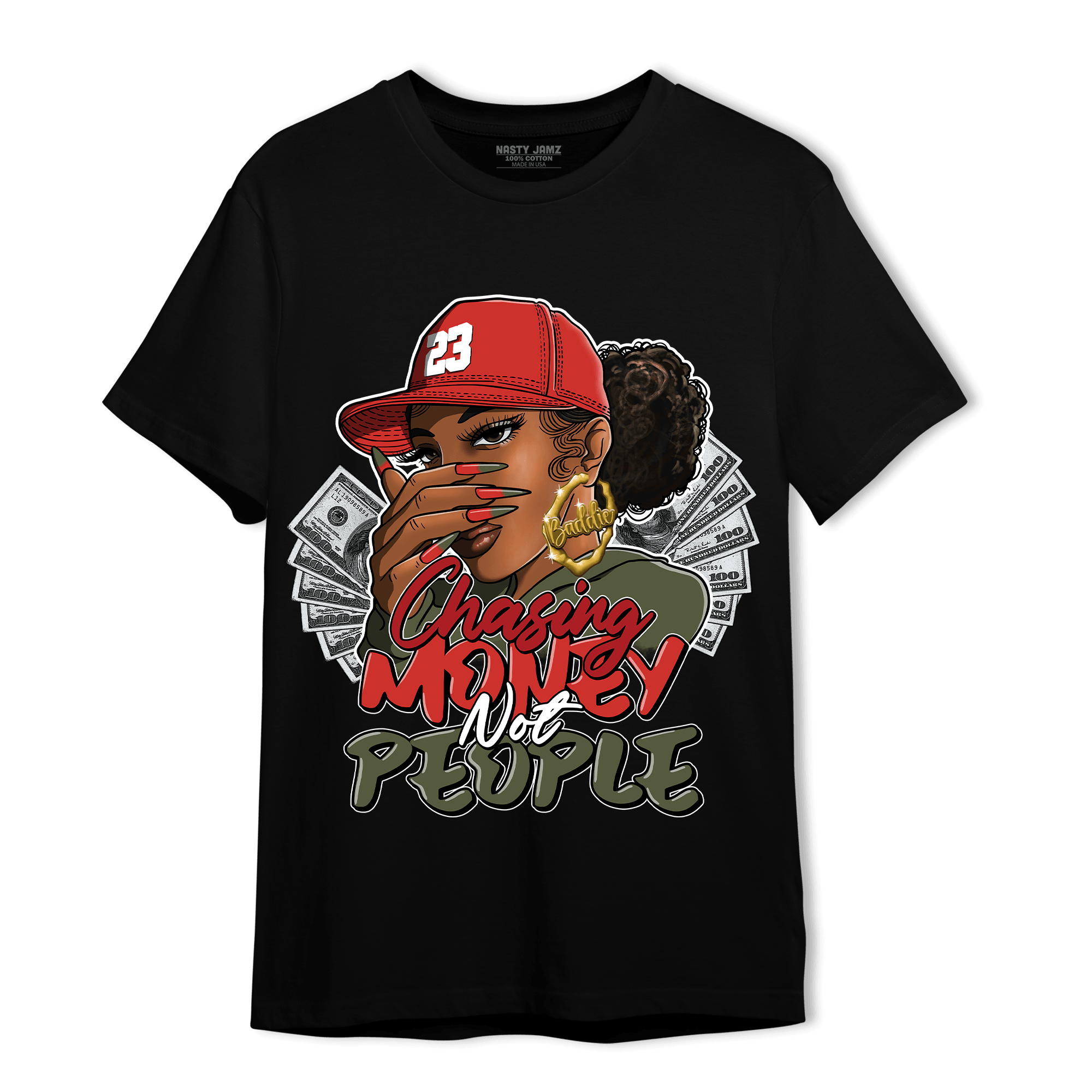 Dunk Low Mystic Red T Shirt Match Melanin Chasing Money - NastyJamz