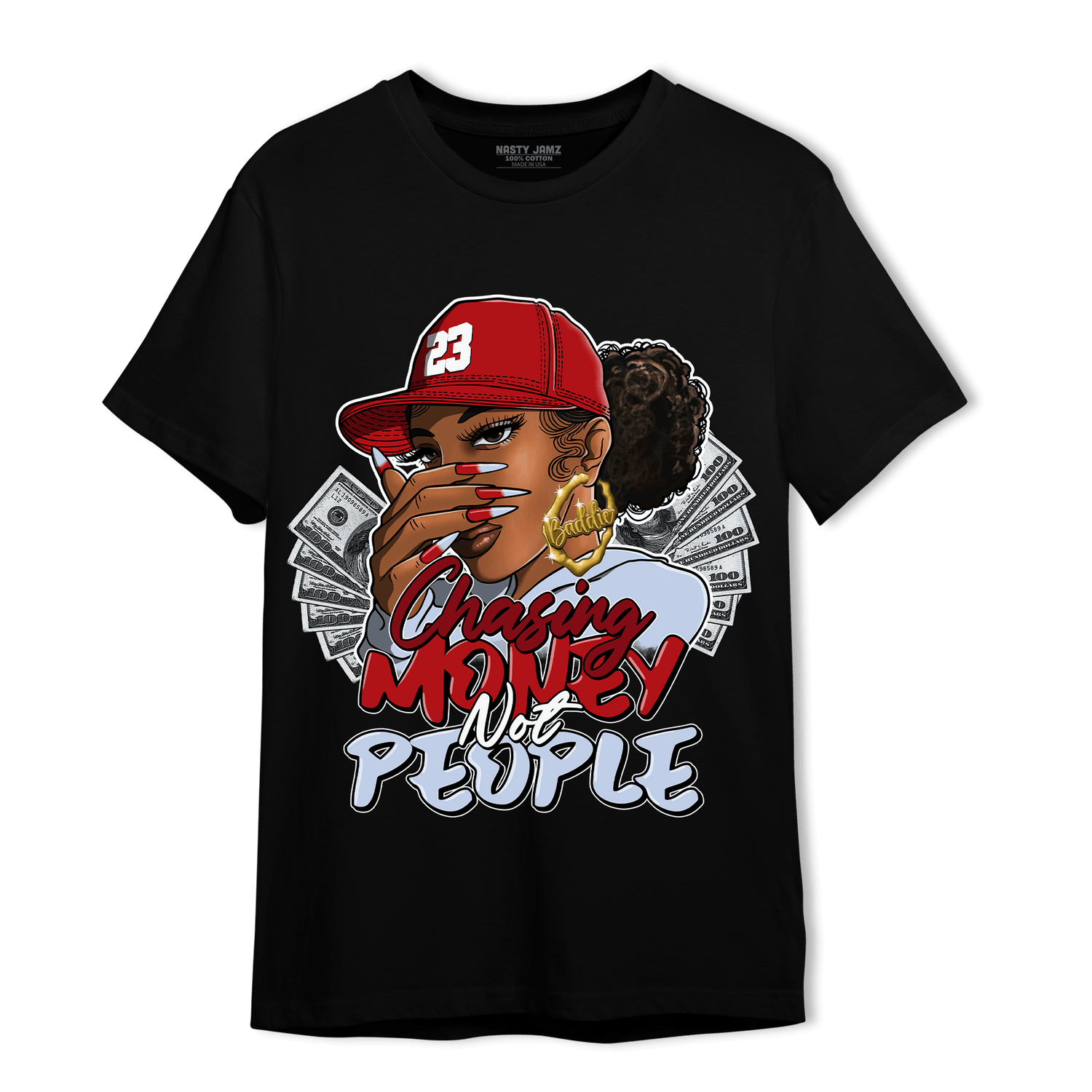 Cherry 11s T Shirt Match Melanin Chasing Money - NastyJamz