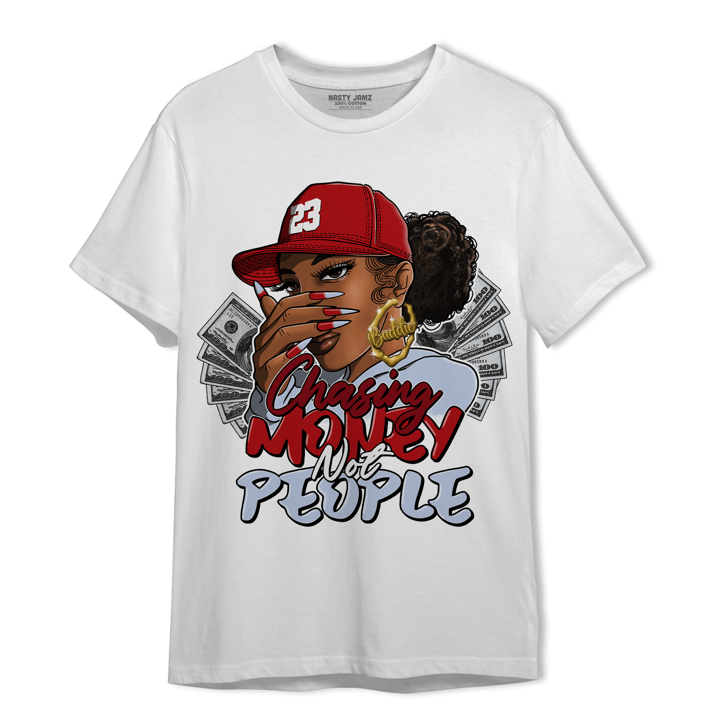 Cherry 11s T Shirt Match Melanin Chasing Money - NastyJamz