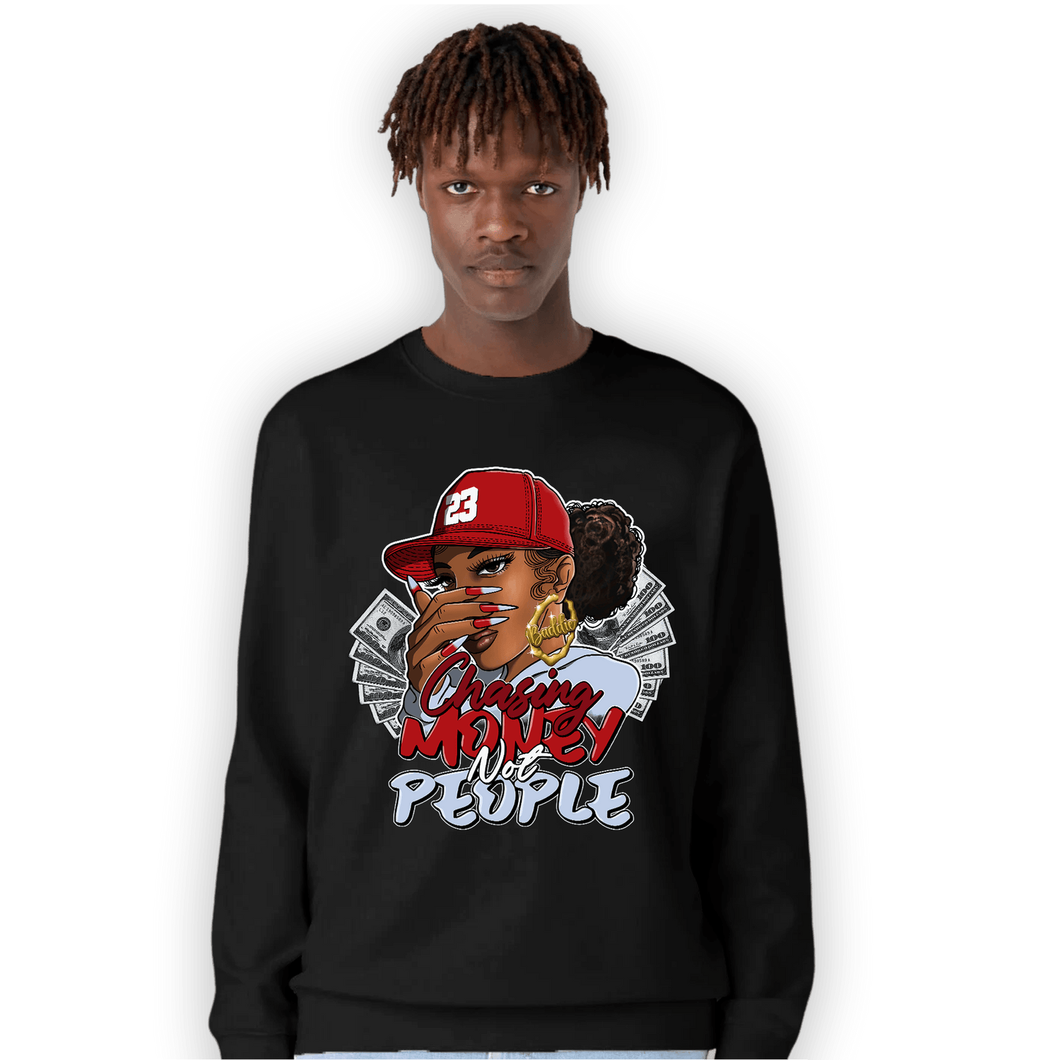 Cherry 11s Sweatshirt Match Melanin Chasing Money - NastyJamz