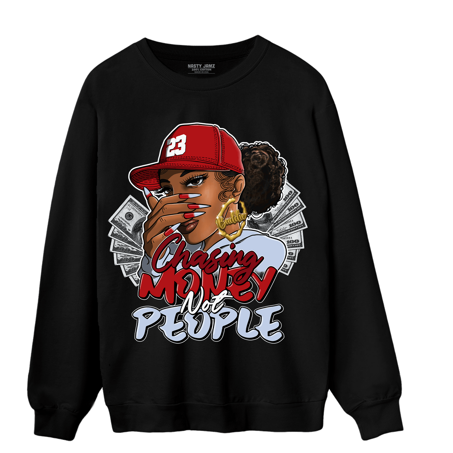 Cherry 11s Sweatshirt Match Melanin Chasing Money - NastyJamz