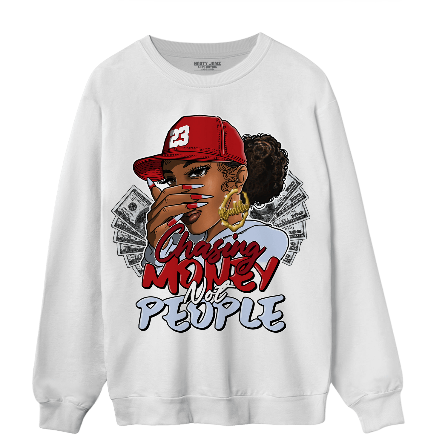 Cherry 11s Sweatshirt Match Melanin Chasing Money - NastyJamz