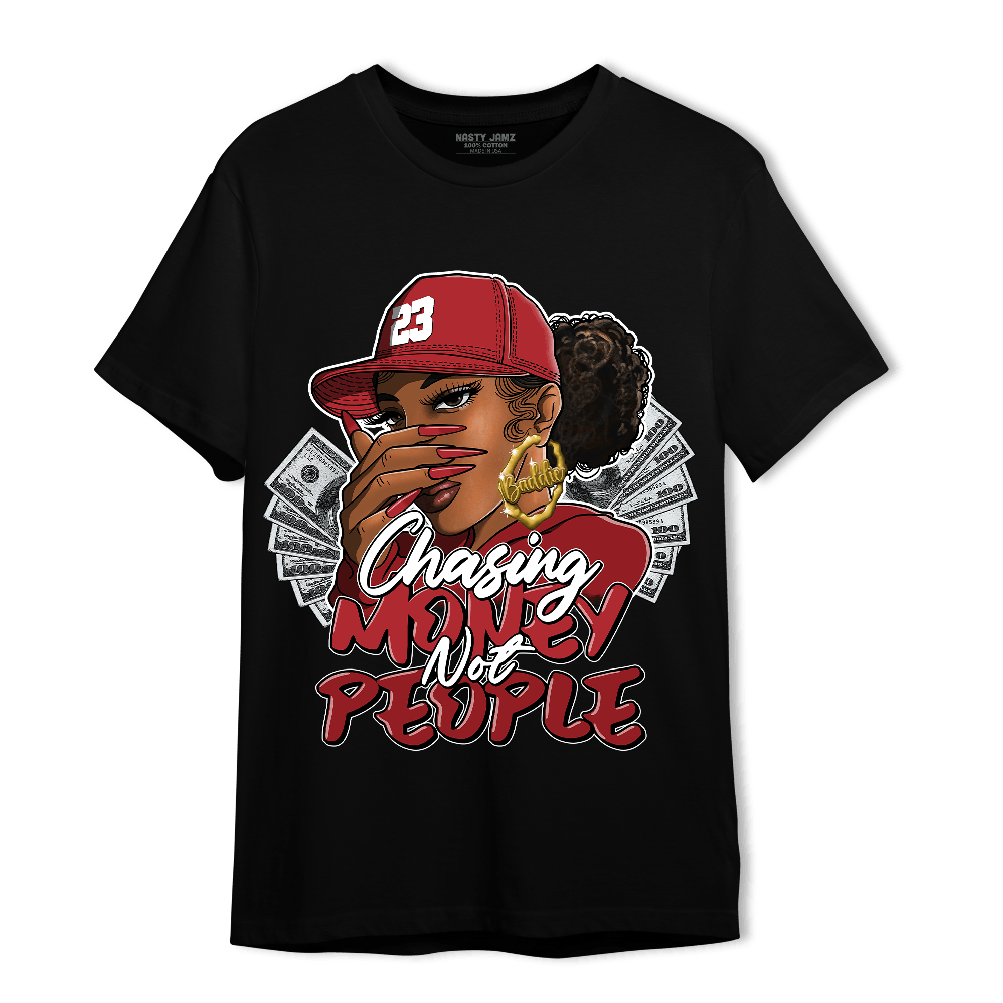 Cherry 12s T Shirt Match Melanin Chasing Money - NastyJamz