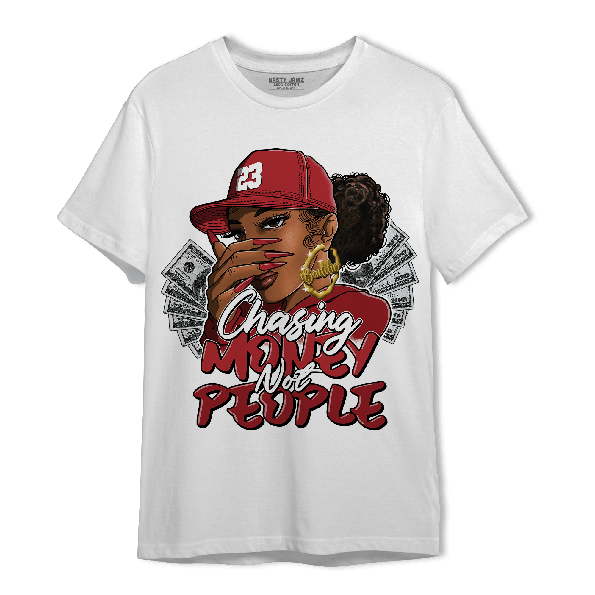 Cherry 12s T Shirt Match Melanin Chasing Money - NastyJamz