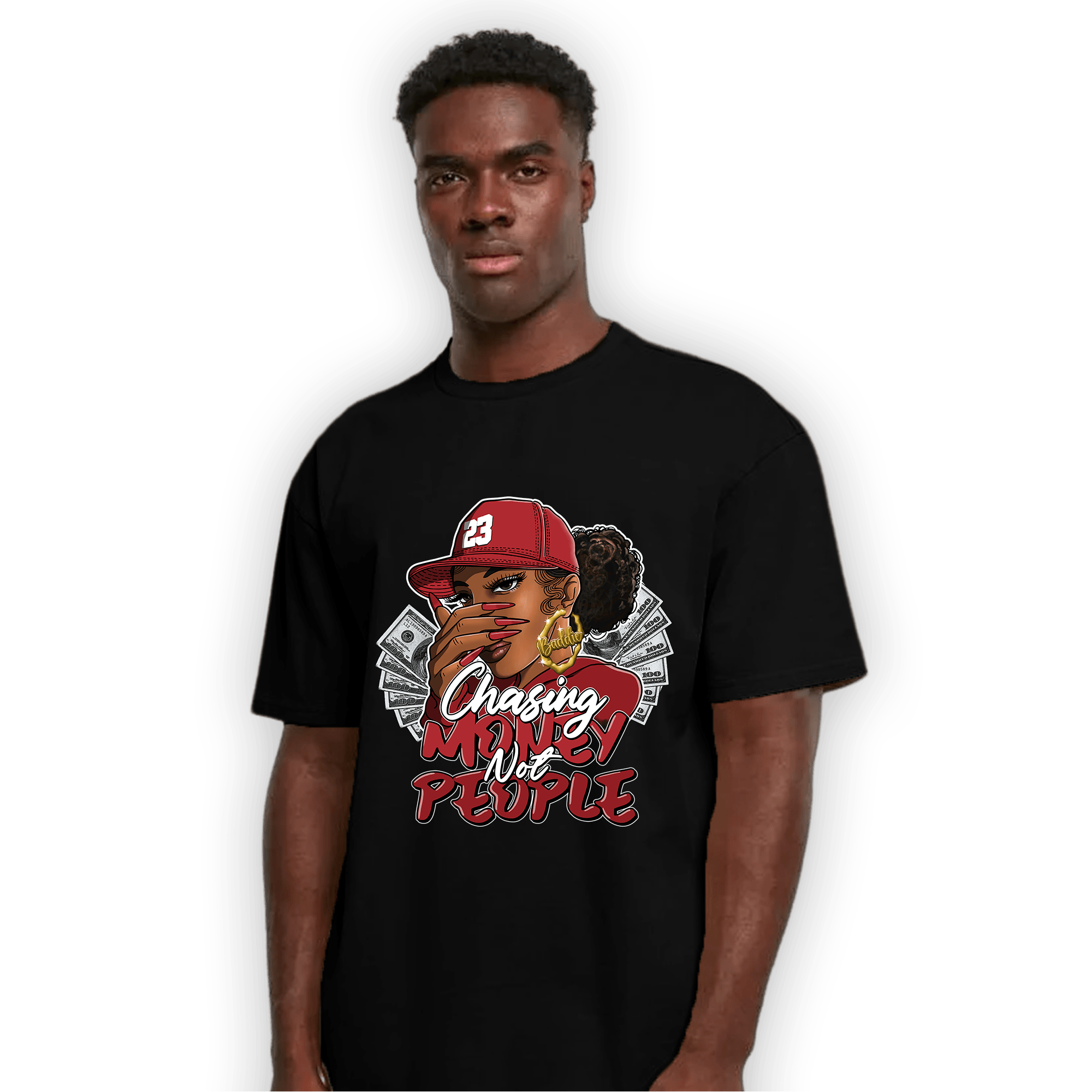 Cherry 12s T Shirt Match Melanin Chasing Money - NastyJamz