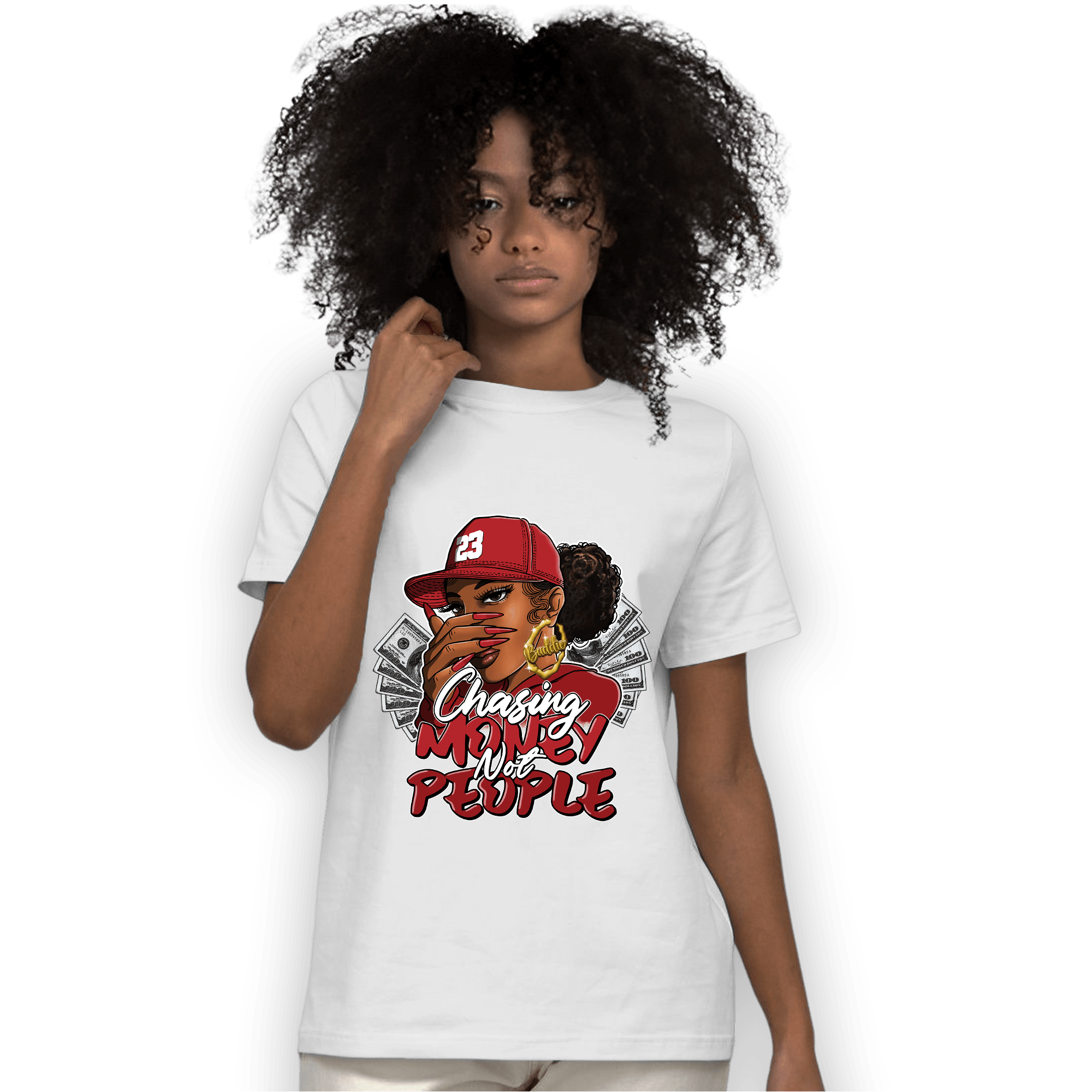 Cherry 12s T Shirt Match Melanin Chasing Money - NastyJamz
