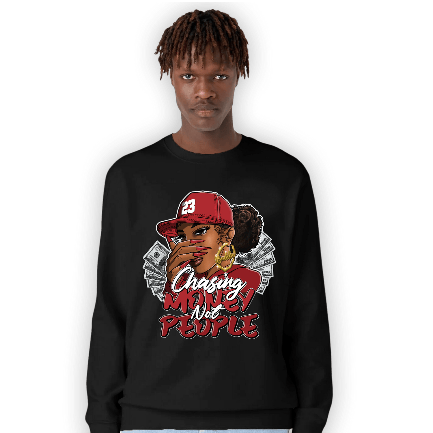 Cherry 12s Sweatshirt Match Melanin Chasing Money - NastyJamz
