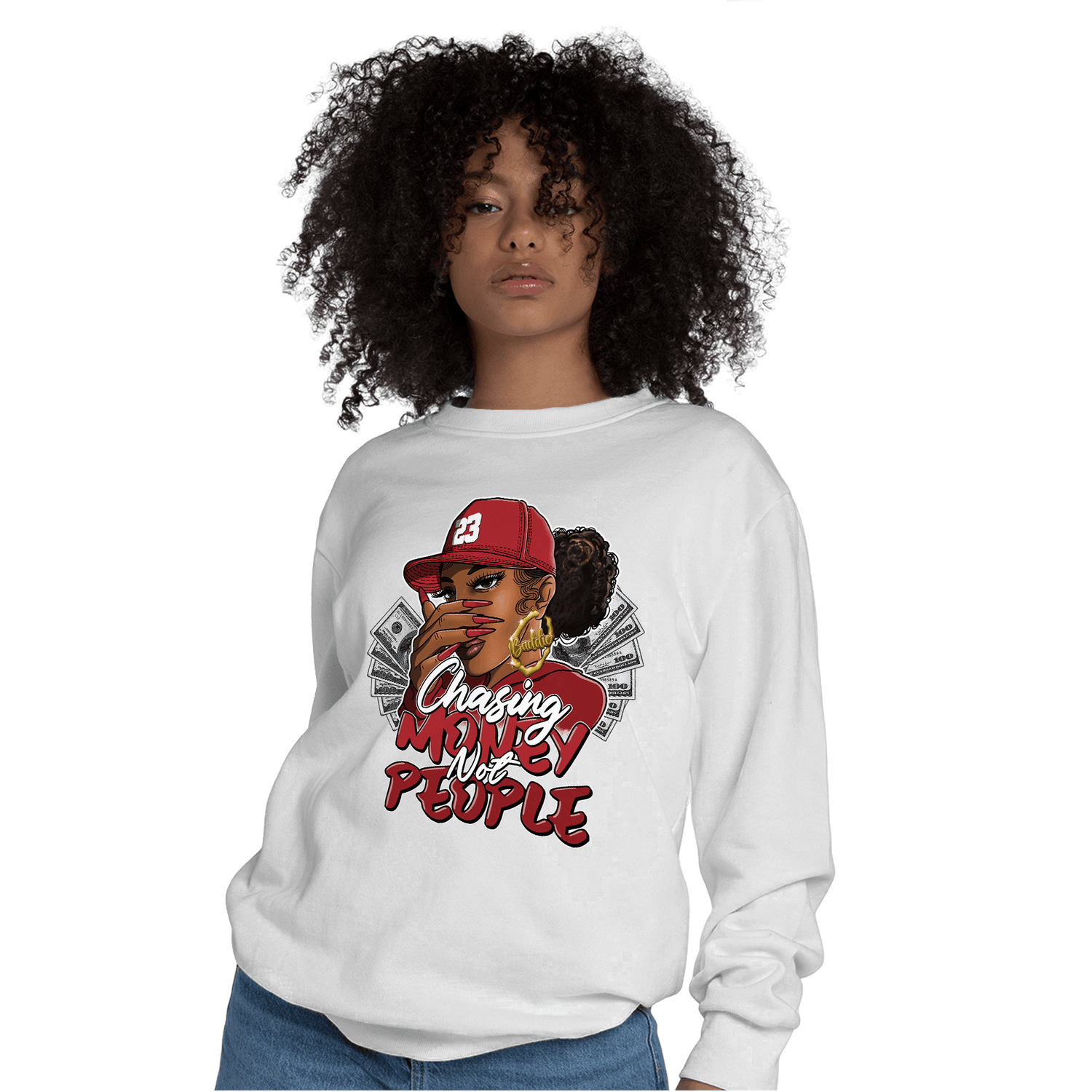 Cherry 12s Sweatshirt Match Melanin Chasing Money - NastyJamz