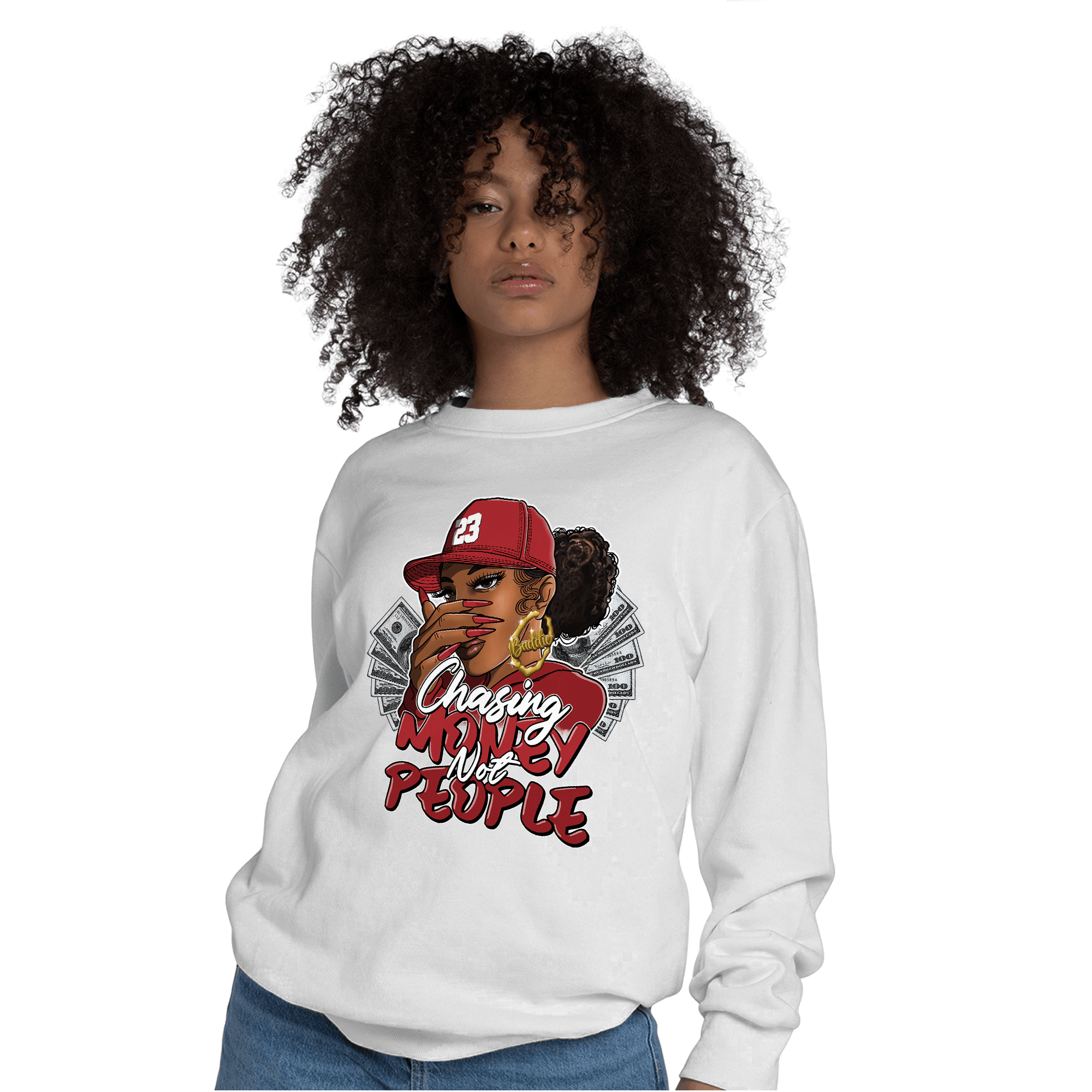Cherry 12s Sweatshirt Match Melanin Chasing Money - NastyJamz
