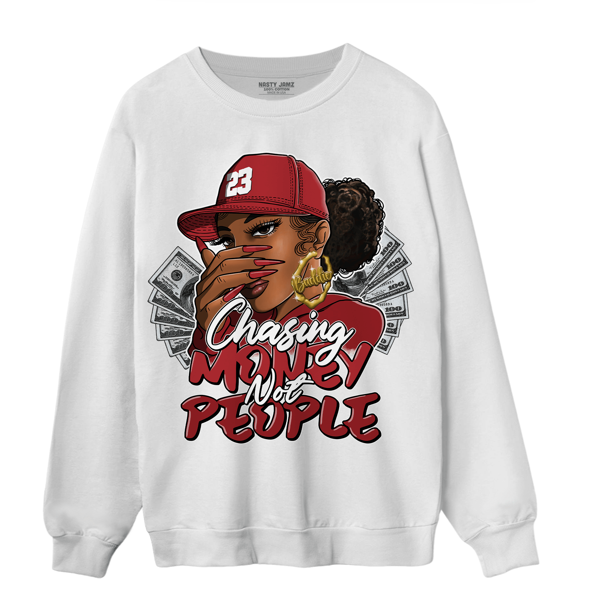 Cherry 12s Sweatshirt Match Melanin Chasing Money - NastyJamz