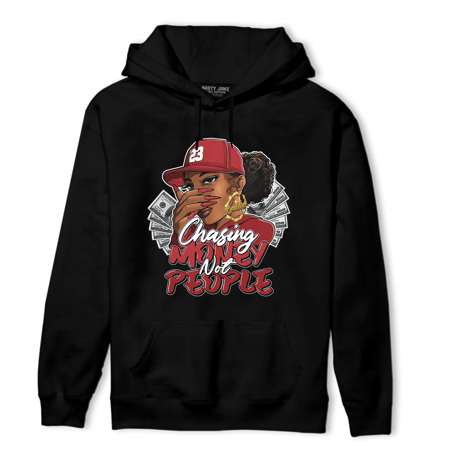 Cherry 12s Hoodie Match Melanin Chasing Money - NastyJamz
