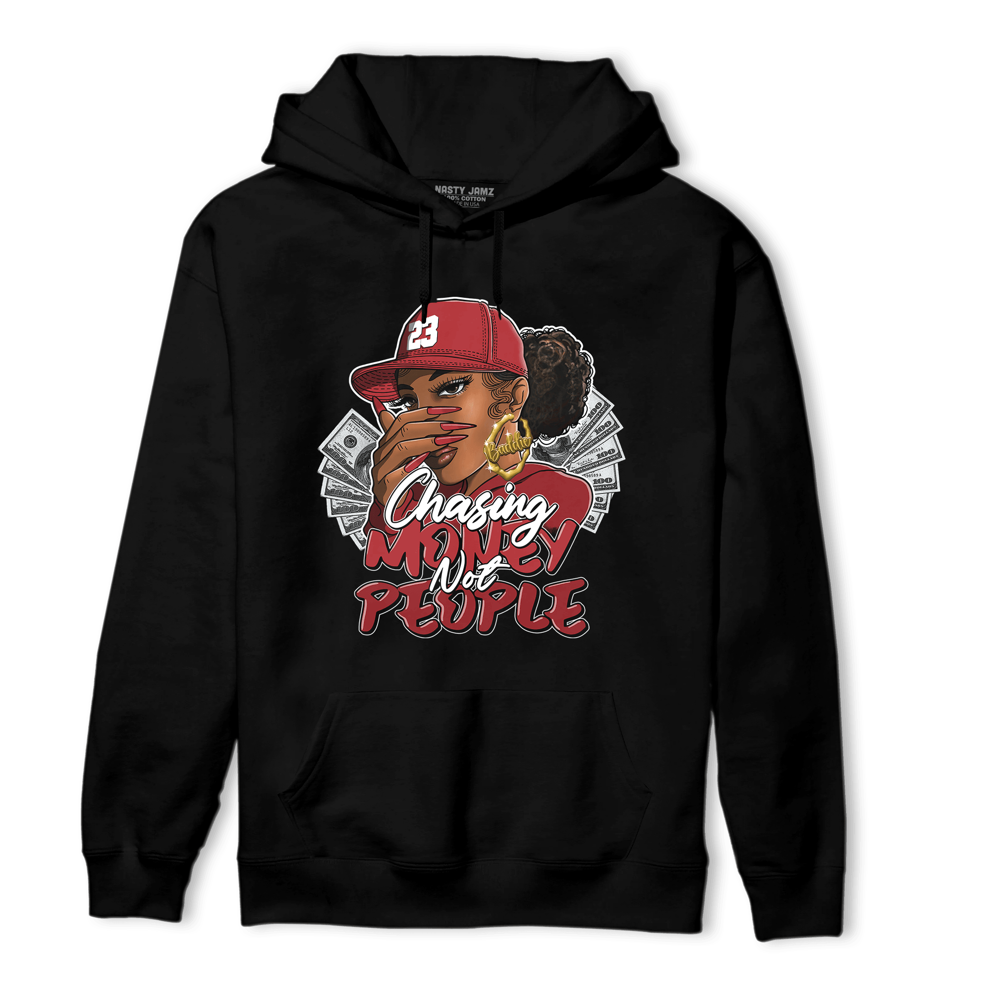 Cherry 12s Hoodie Match Melanin Chasing Money - NastyJamz