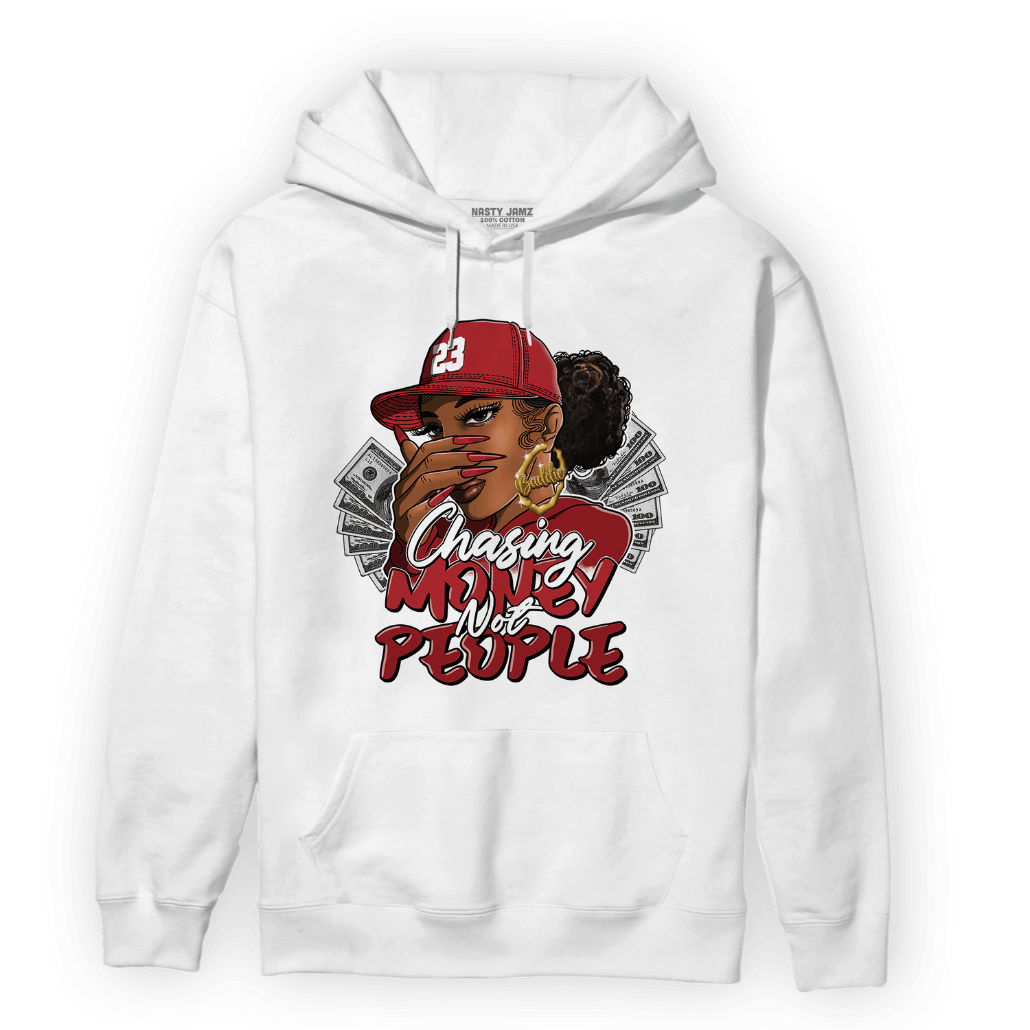 Cherry 12s Hoodie Match Melanin Chasing Money - NastyJamz
