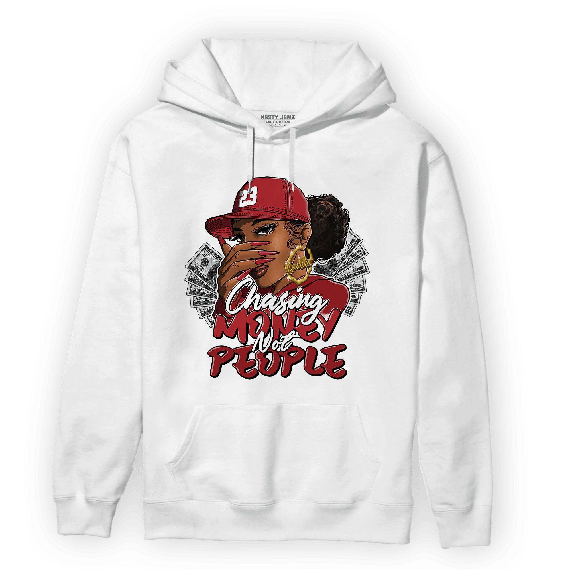Cherry 12s Hoodie Match Melanin Chasing Money - NastyJamz