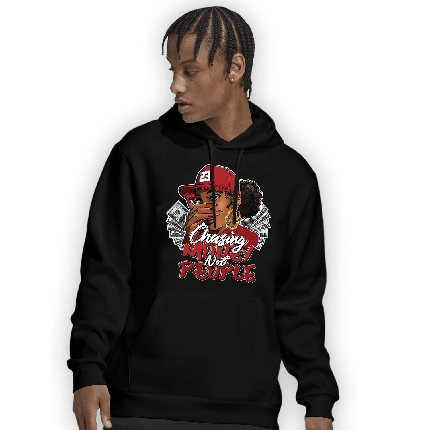 Cherry 12s Hoodie Match Melanin Chasing Money - NastyJamz