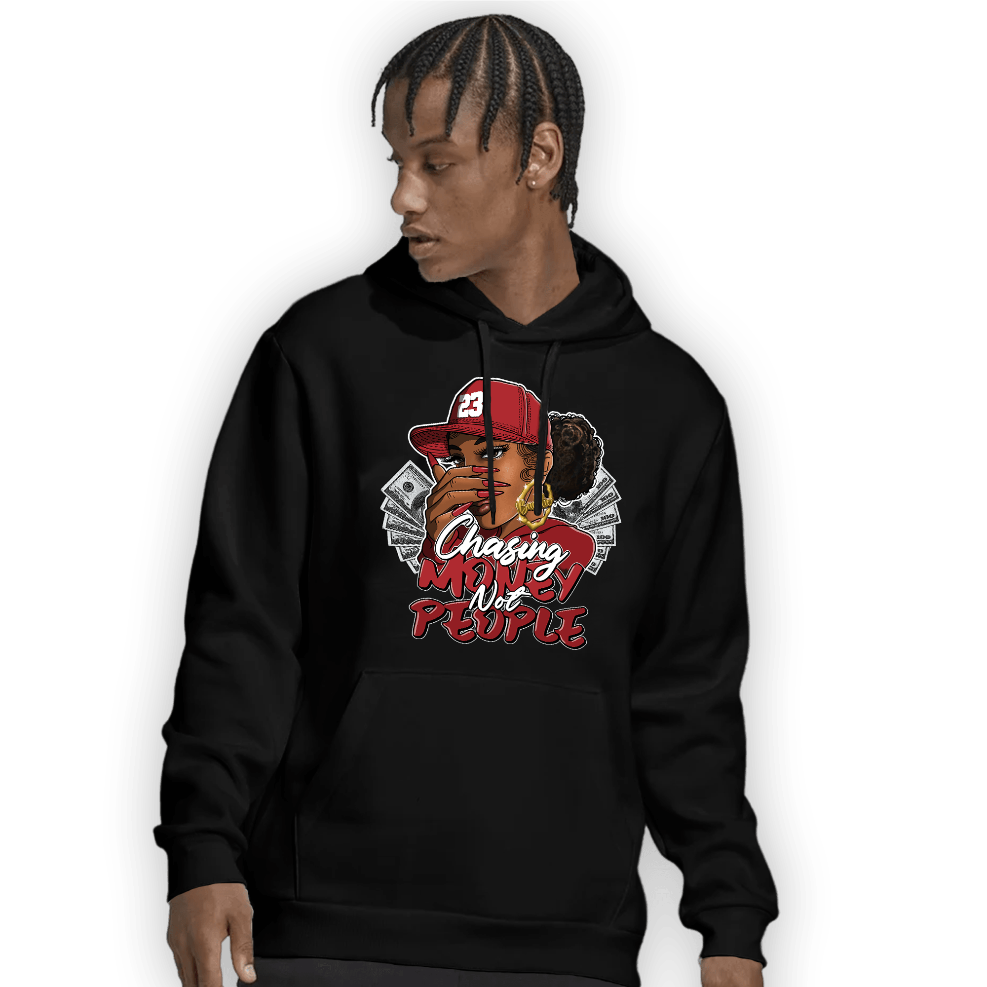 Cherry 12s Hoodie Match Melanin Chasing Money - NastyJamz