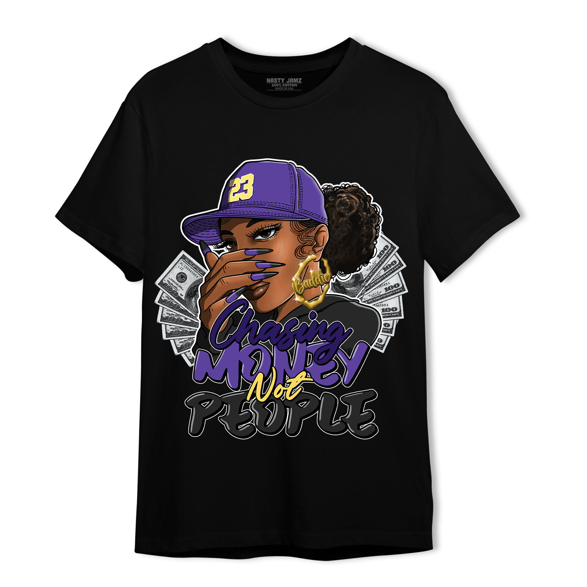 Field Purple 12s T Shirt Match Melanin Chasing Money - NastyJamz