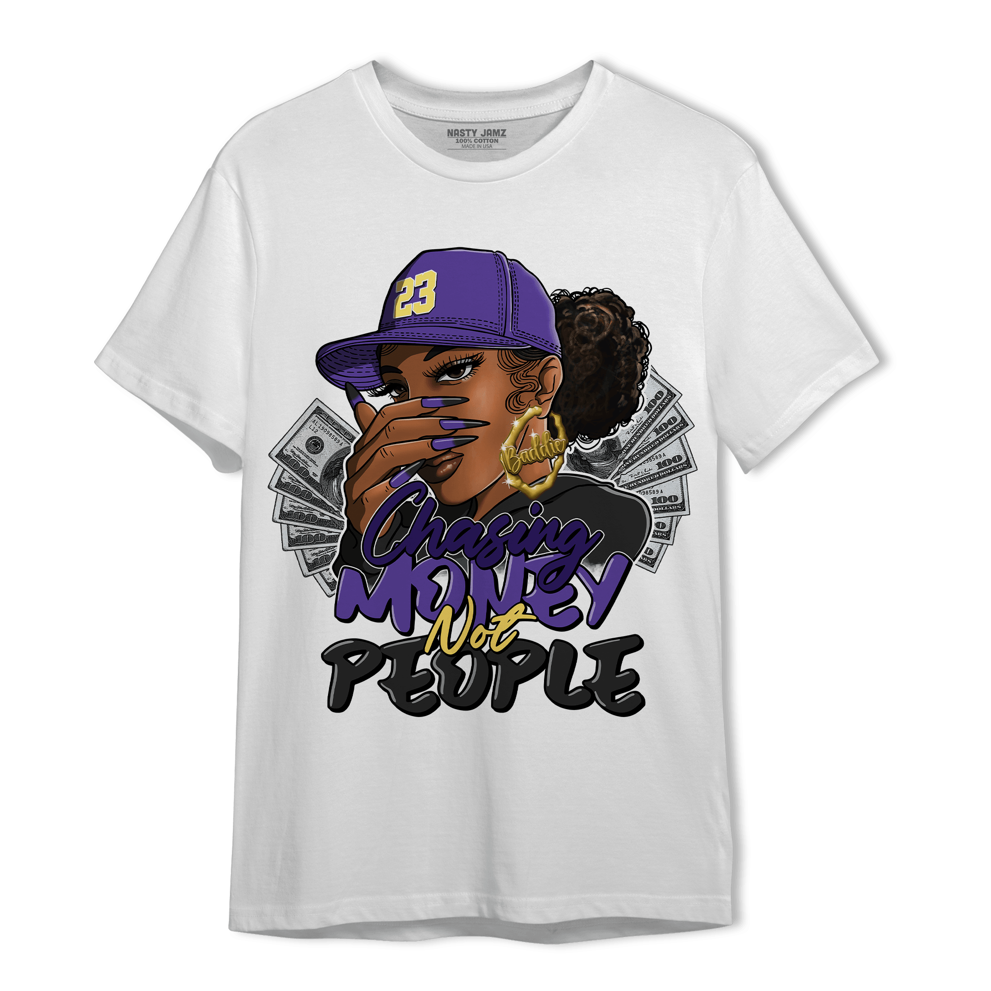 Field Purple 12s T Shirt Match Melanin Chasing Money - NastyJamz