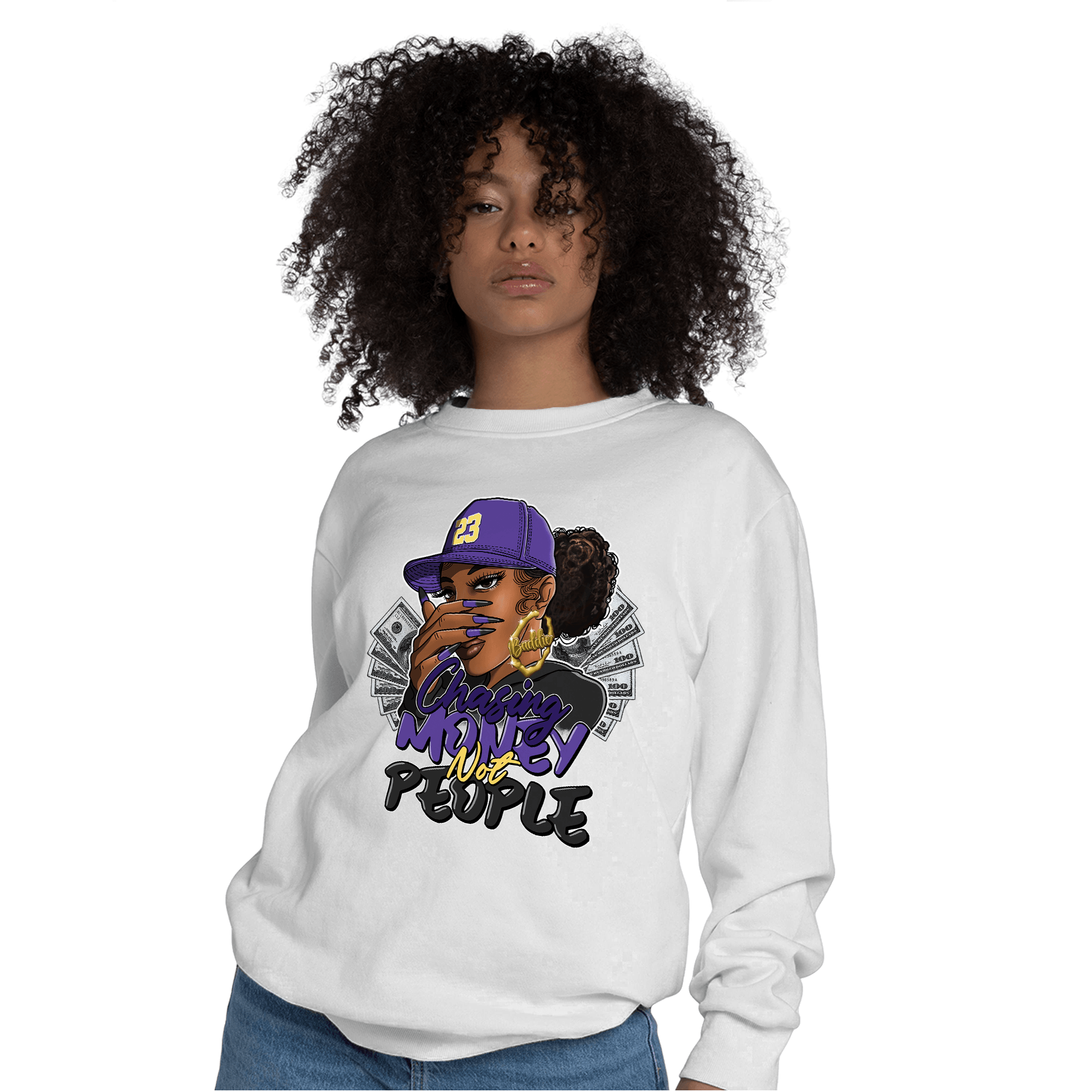Field Purple 12s Sweatshirt Match Melanin Chasing Money - NastyJamz