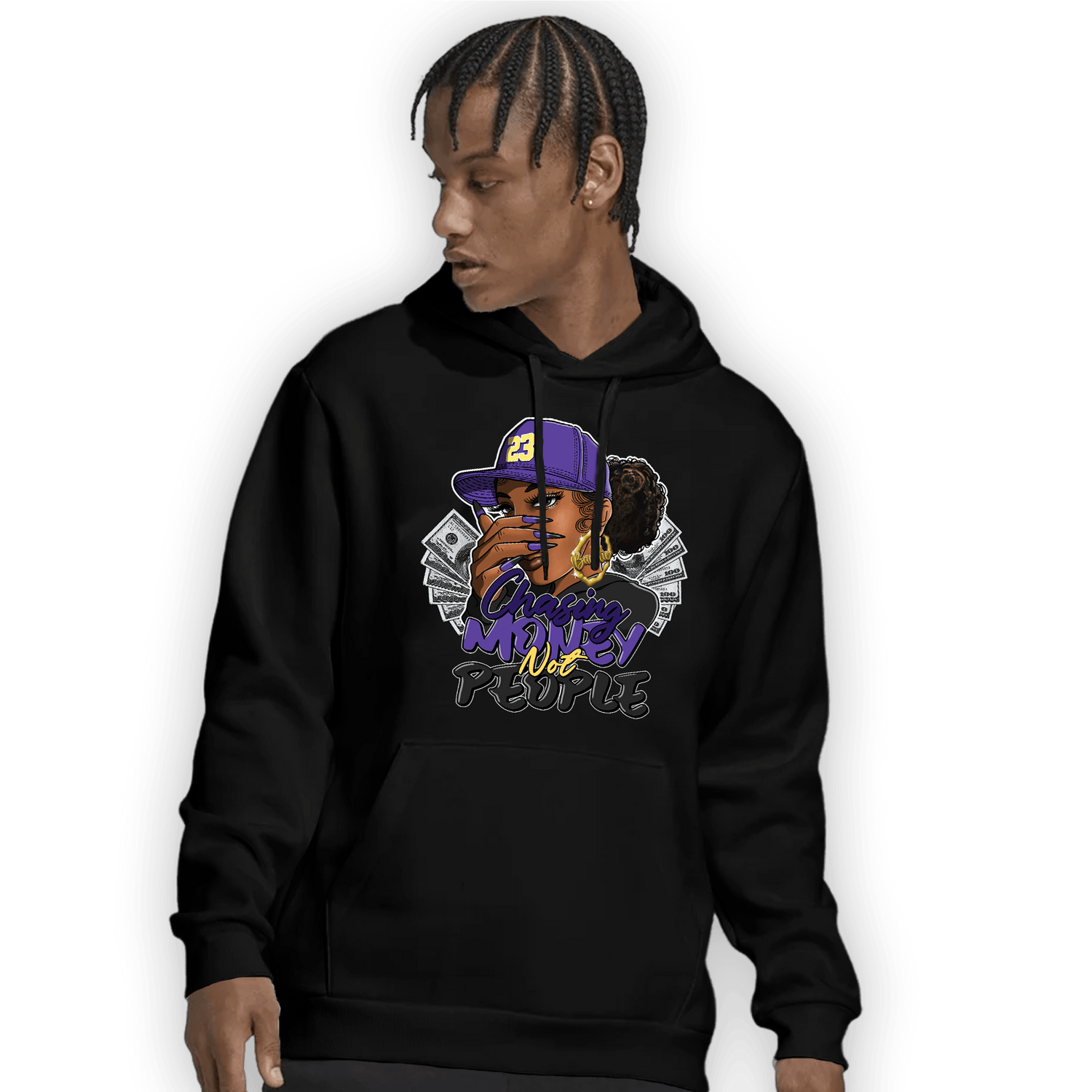 Field Purple 12s Hoodie Match Melanin Chasing Money - NastyJamz
