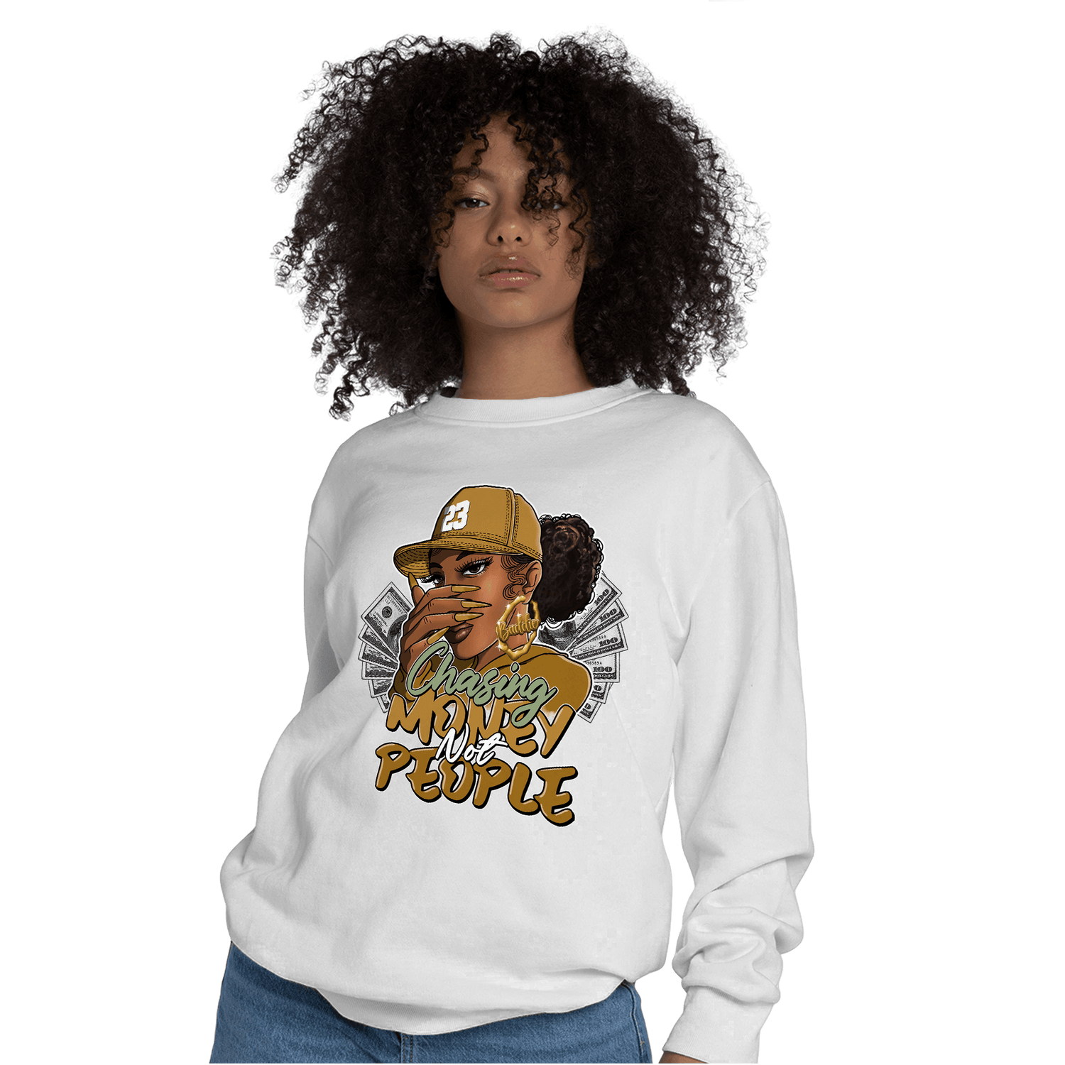 Wheat 13s Sweatshirt Match Melanin Chasing Money - NastyJamz