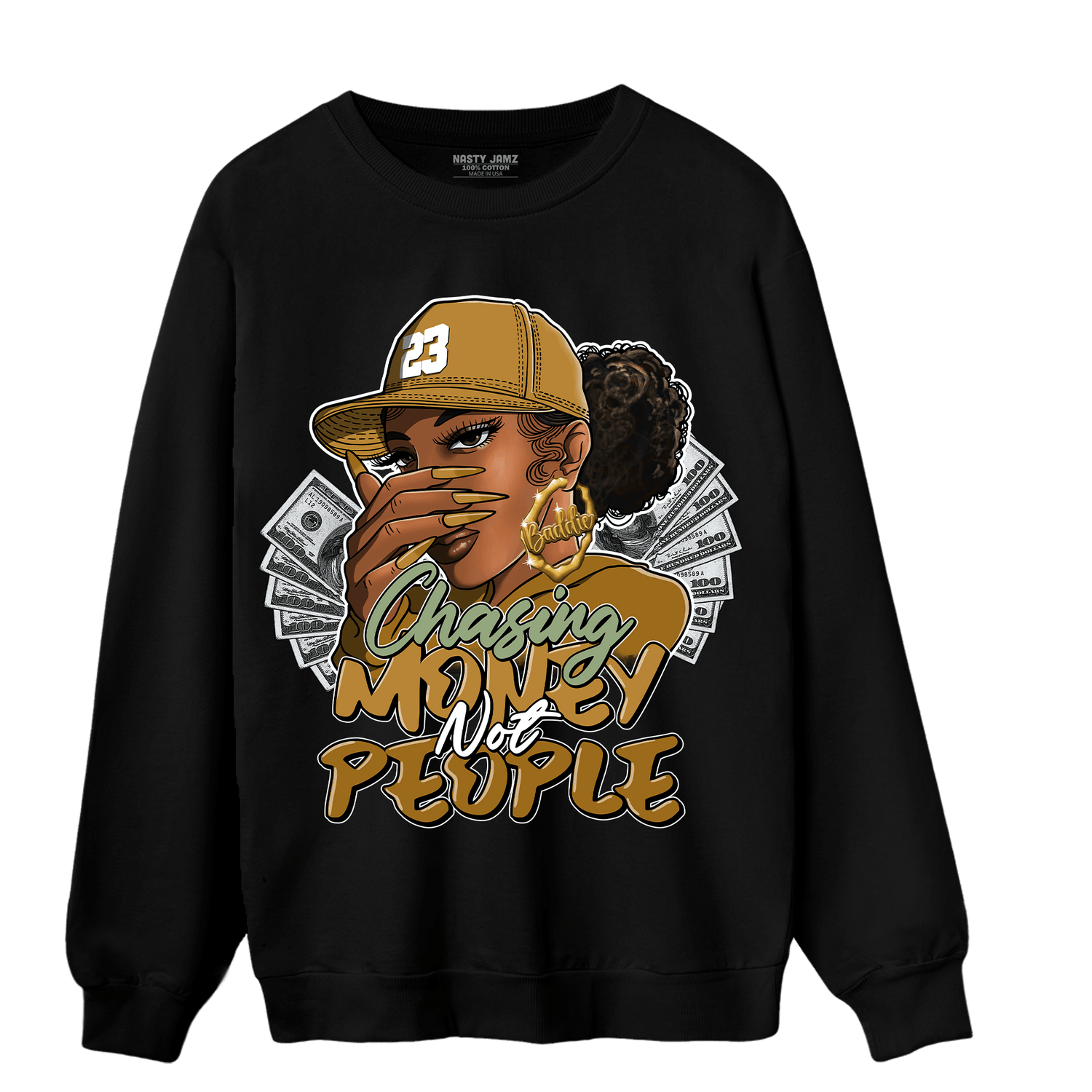 Wheat 13s Sweatshirt Match Melanin Chasing Money - NastyJamz