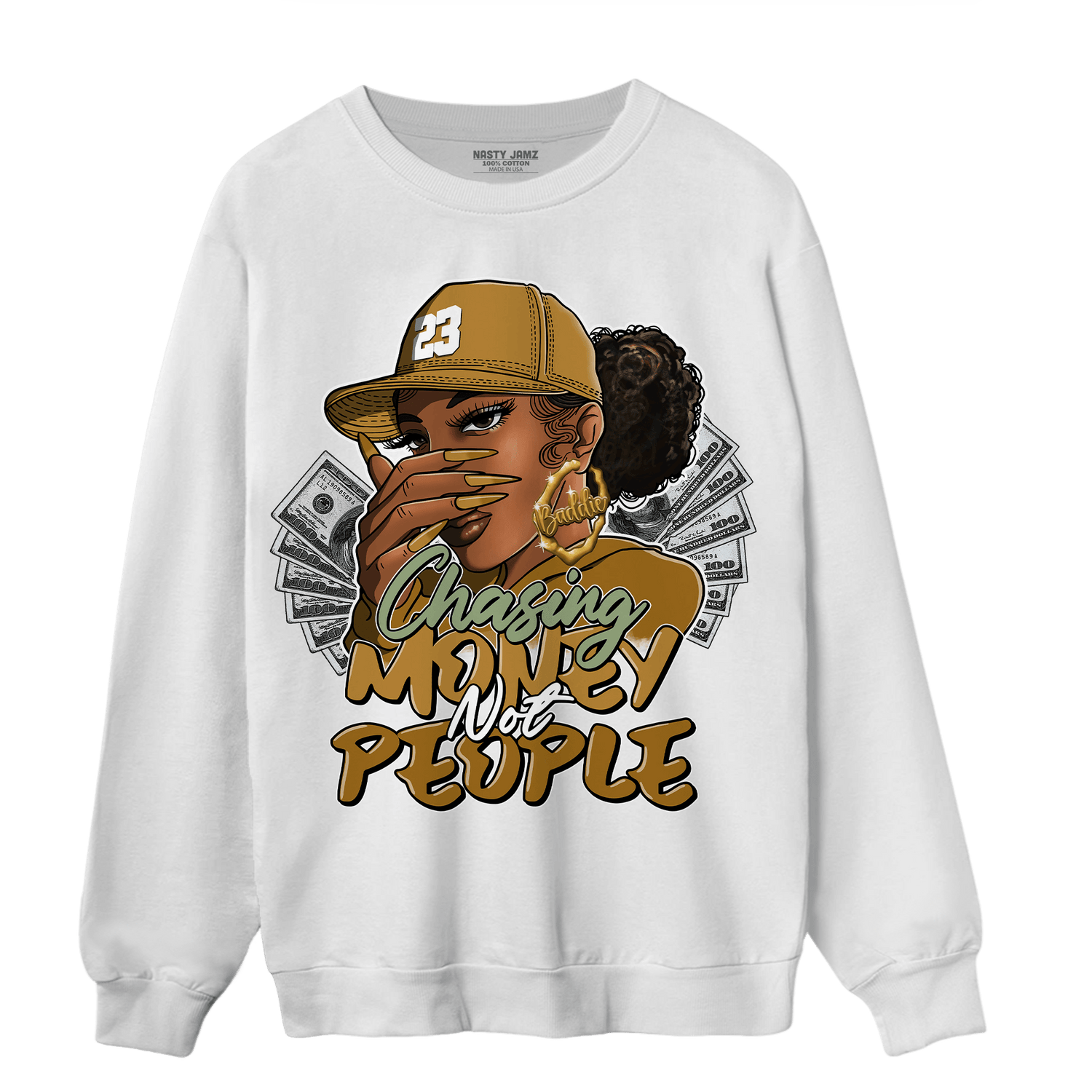 Wheat 13s Sweatshirt Match Melanin Chasing Money - NastyJamz