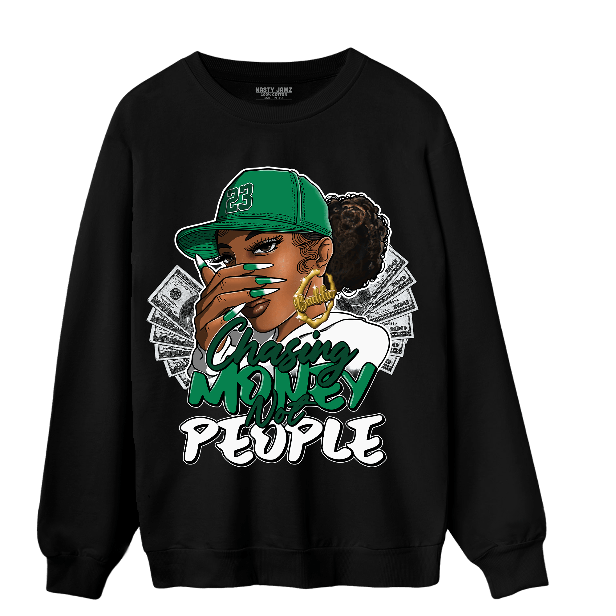 Celtic Lucky Green 1s Sweatshirt Match Melanin Chasing Money - NastyJamz