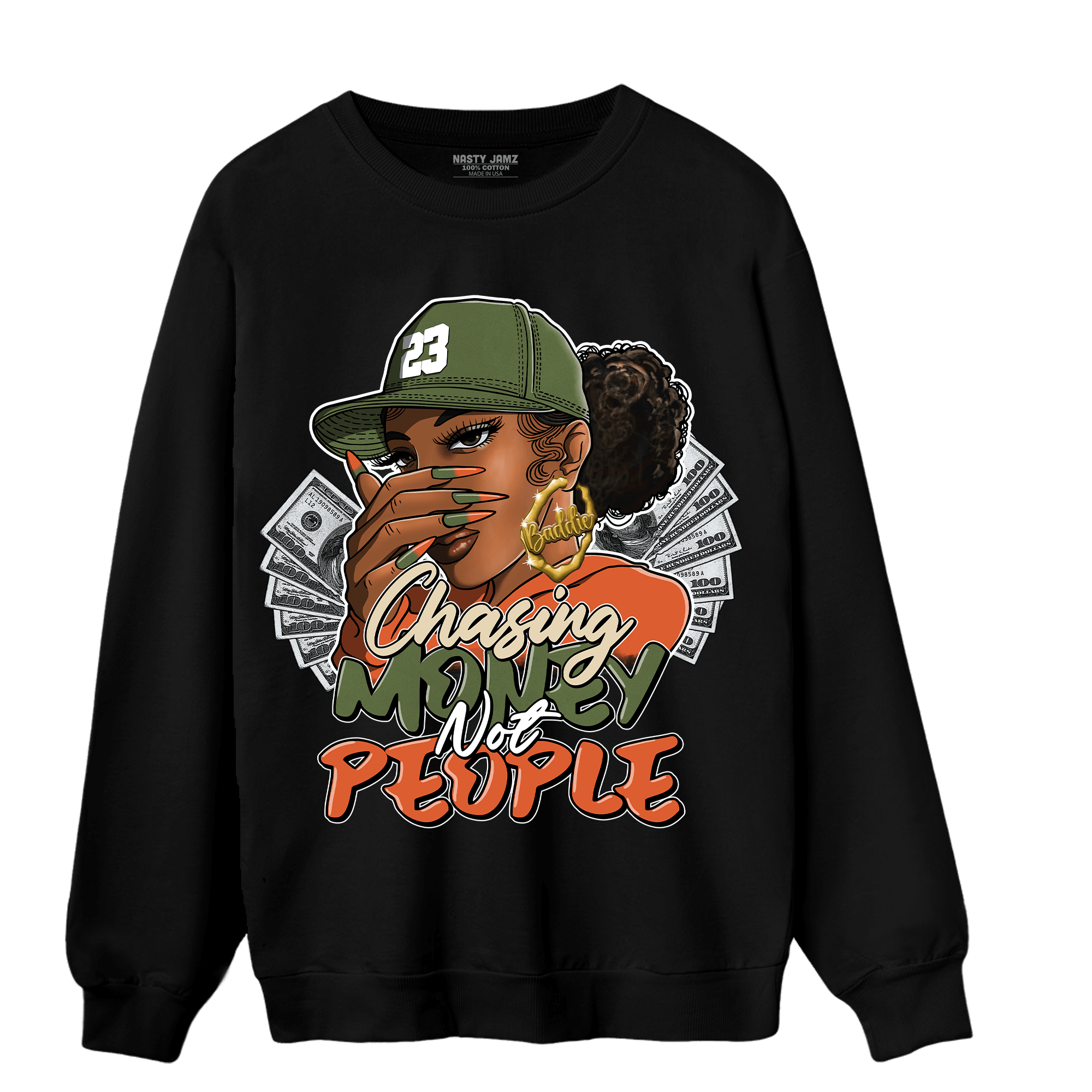 High OG Celadon 1s Sweatshirt Match Melanin Chasing Money - NastyJamz