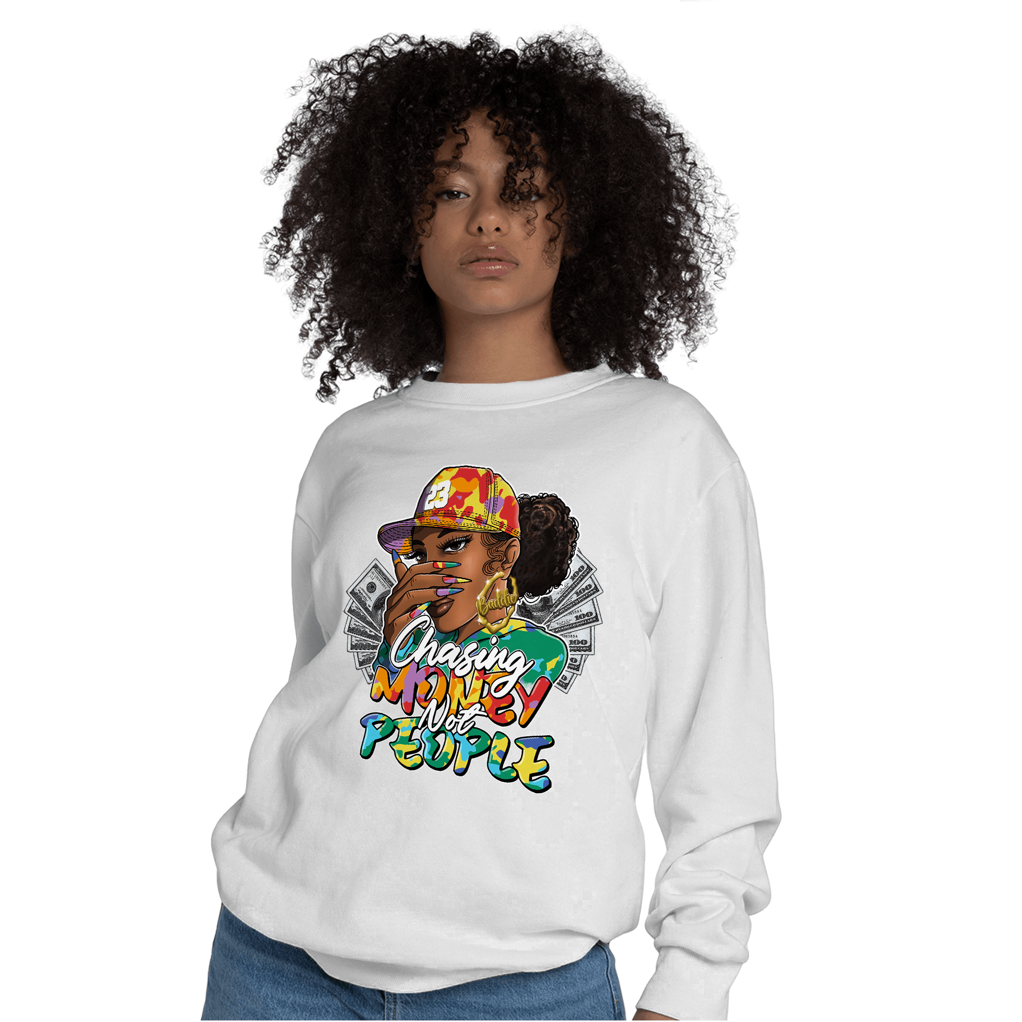 Mid GS Six Championships 1s Sweatshirt Match Melanin Chasing Money - NastyJamz