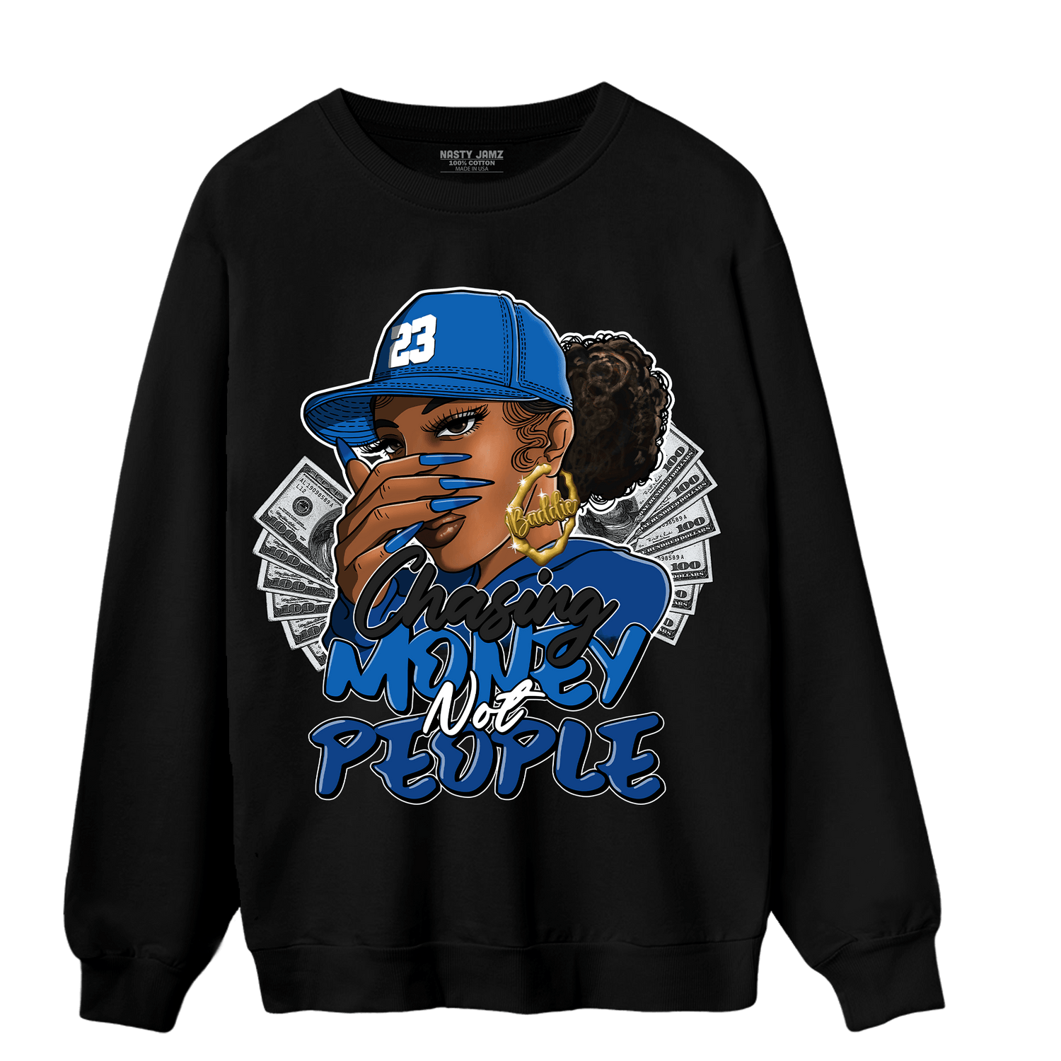 Royal Reimagined 1s Sweatshirt Match Melanin Chasing Money - NastyJamz