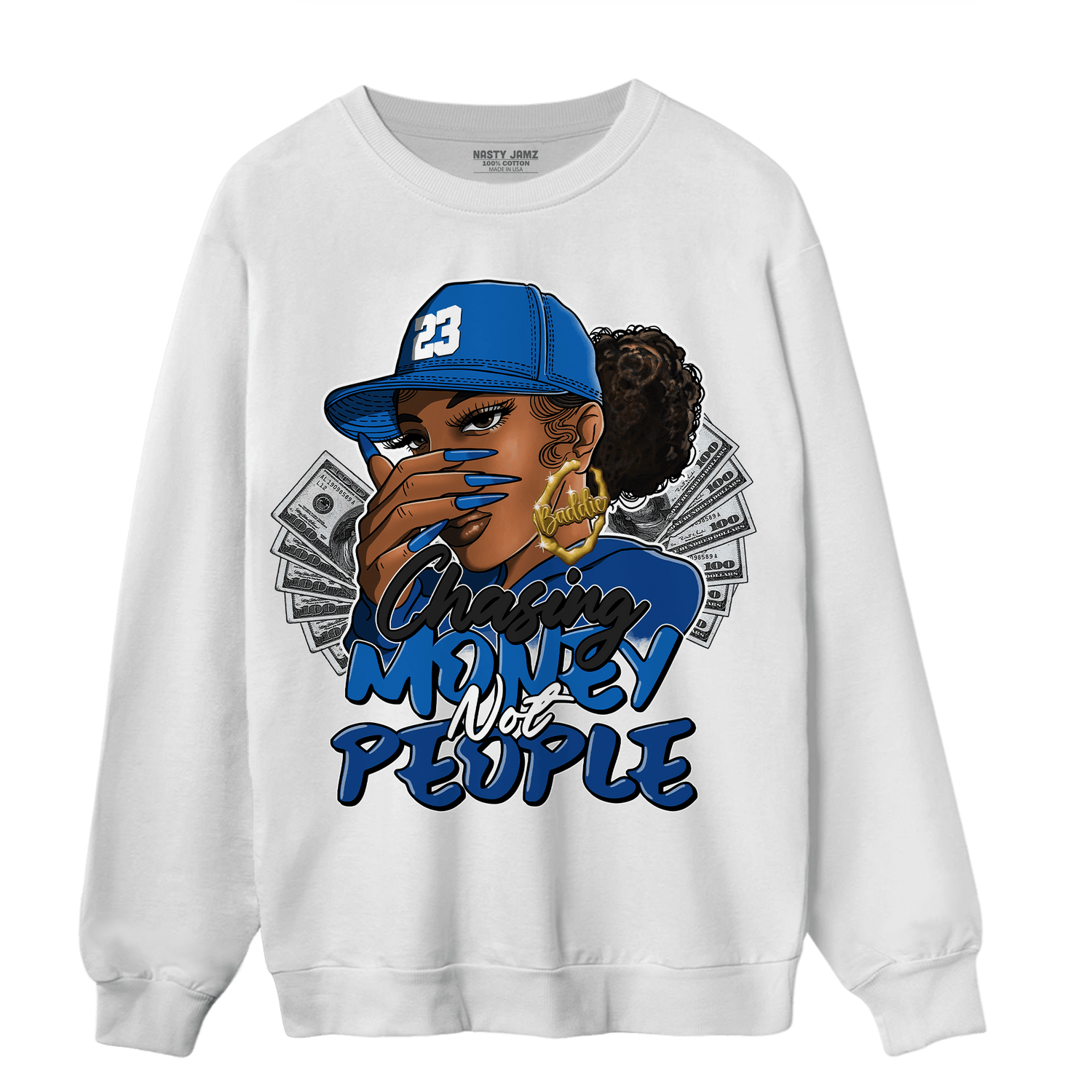 Royal Reimagined 1s Sweatshirt Match Melanin Chasing Money - NastyJamz