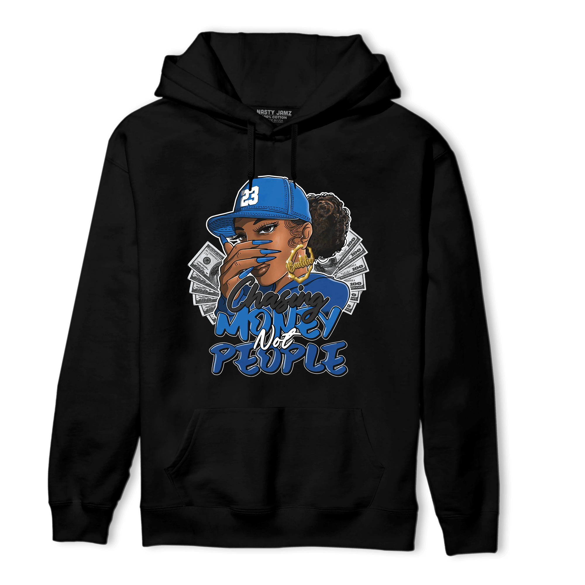 Royal Reimagined 1s Hoodie Match Melanin Chasing Money - NastyJamz