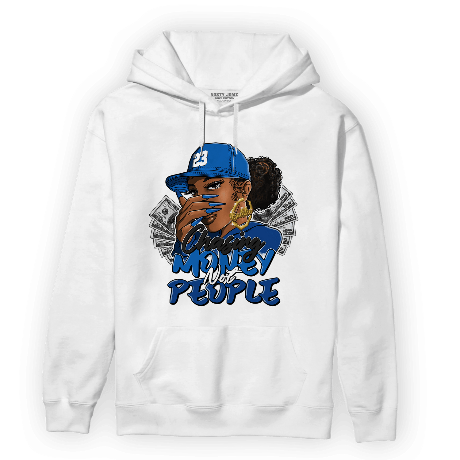 Royal Reimagined 1s Hoodie Match Melanin Chasing Money - NastyJamz