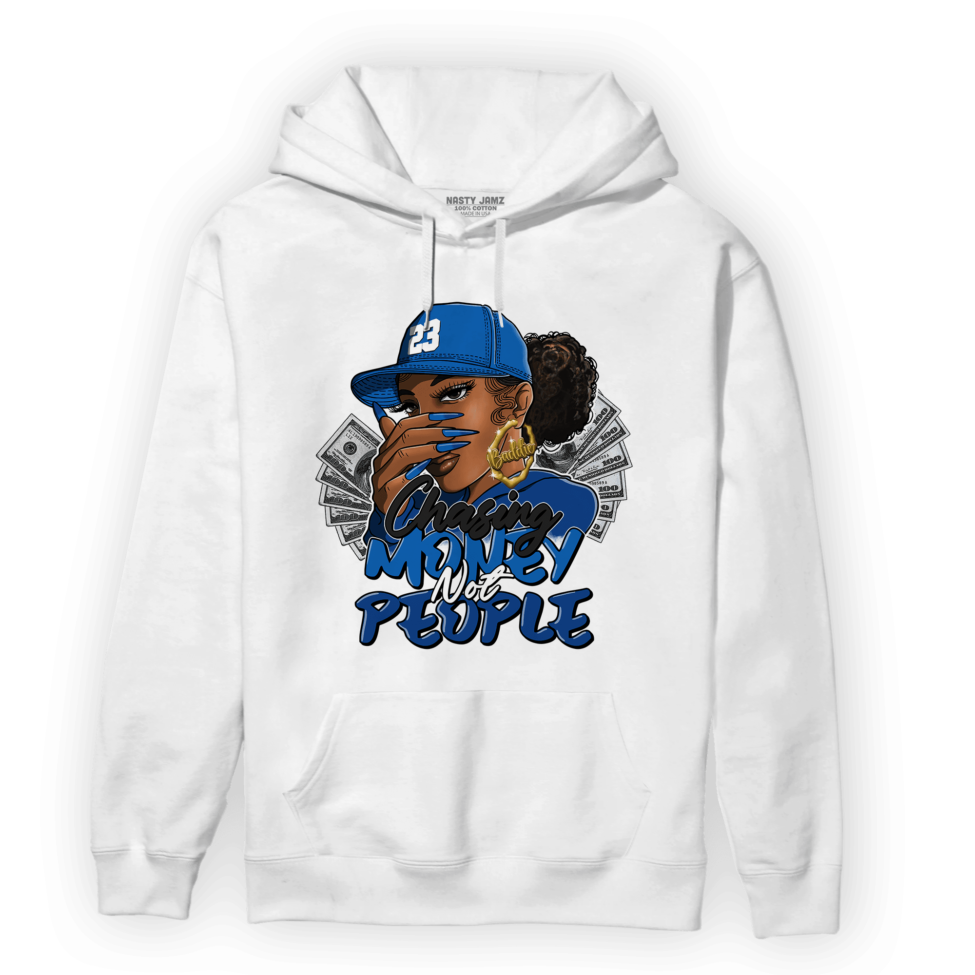 Royal Reimagined 1s Hoodie Match Melanin Chasing Money - NastyJamz