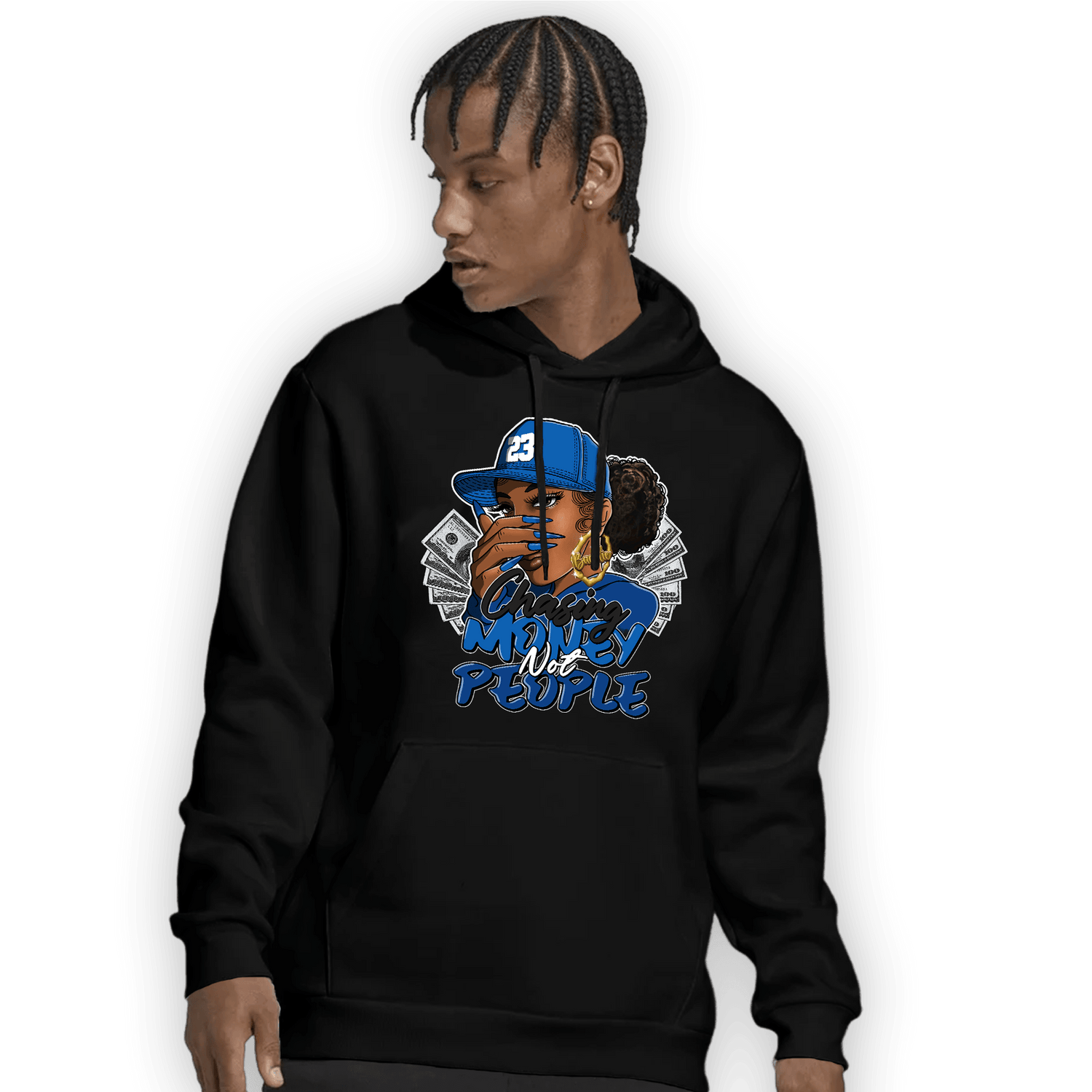 Royal Reimagined 1s Hoodie Match Melanin Chasing Money - NastyJamz