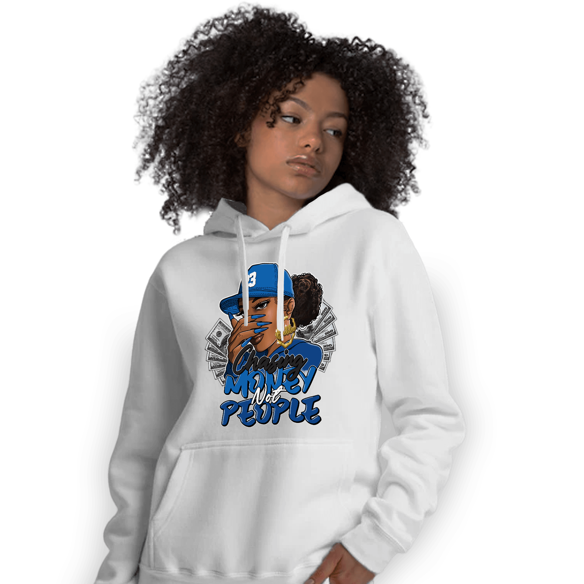 Royal Reimagined 1s Hoodie Match Melanin Chasing Money - NastyJamz