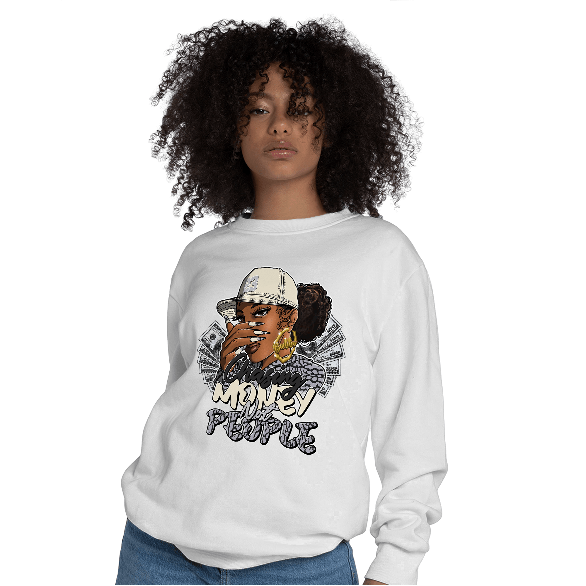 Off Noir 3s Sweatshirt Match Melanin Chasing Money - NastyJamz